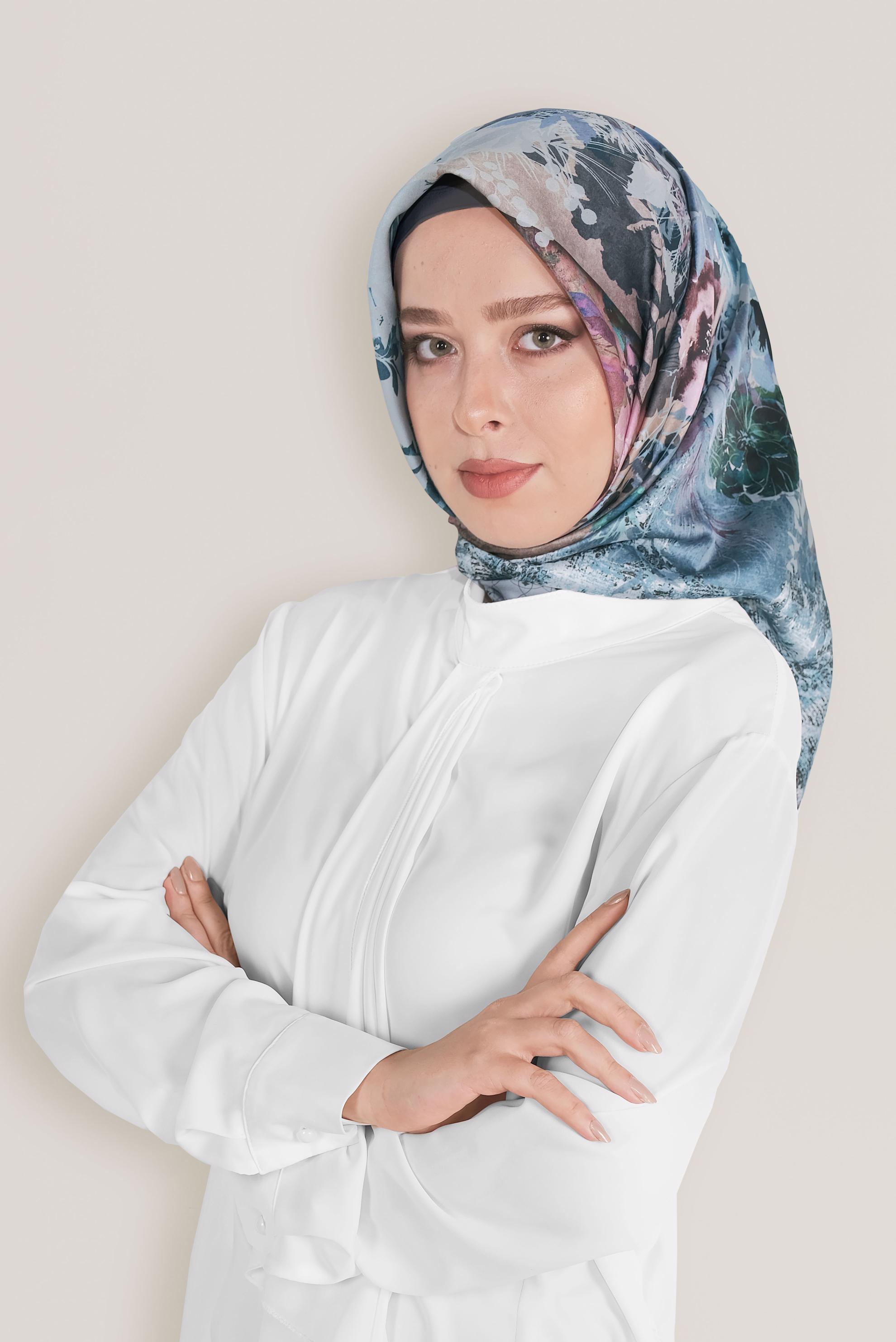 Tesettür giyim MAVİ 8033 ALVİNA DİJİTAL EŞARP