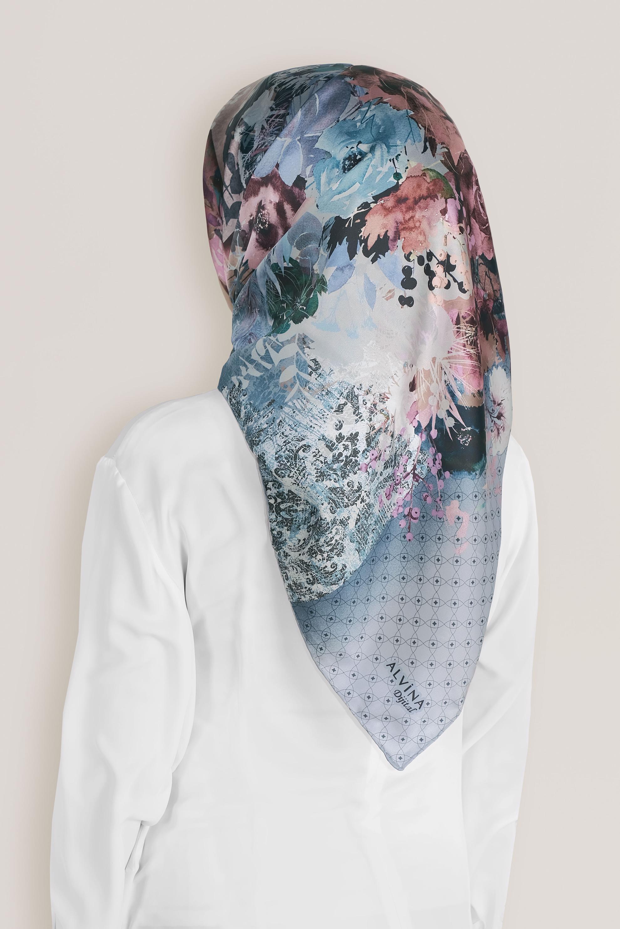 Tesettür giyim MAVİ 8033 ALVİNA DİJİTAL EŞARP