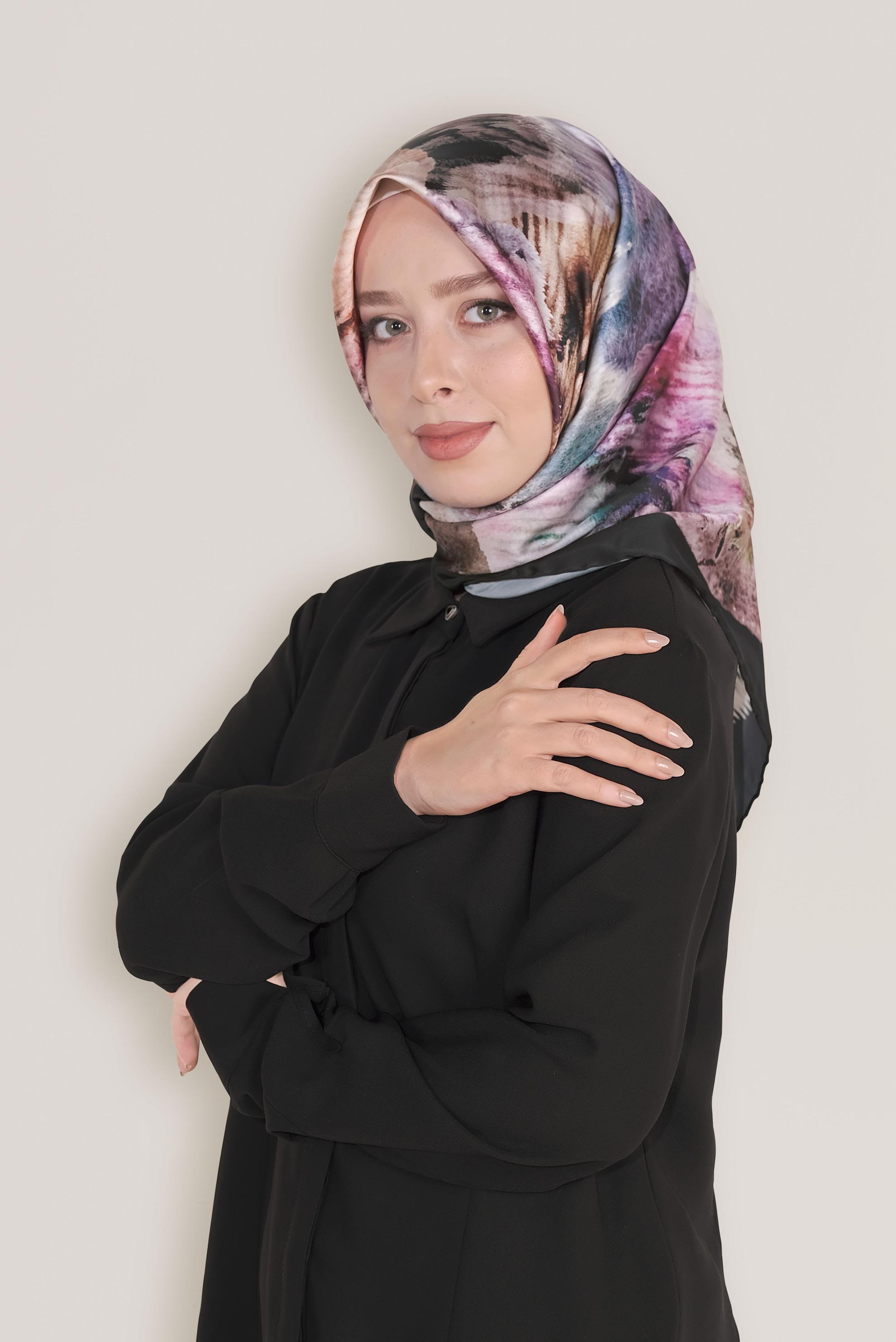 Tesettür giyim SİYAH 8034 ALVİNA DİJİTAL EŞARP
