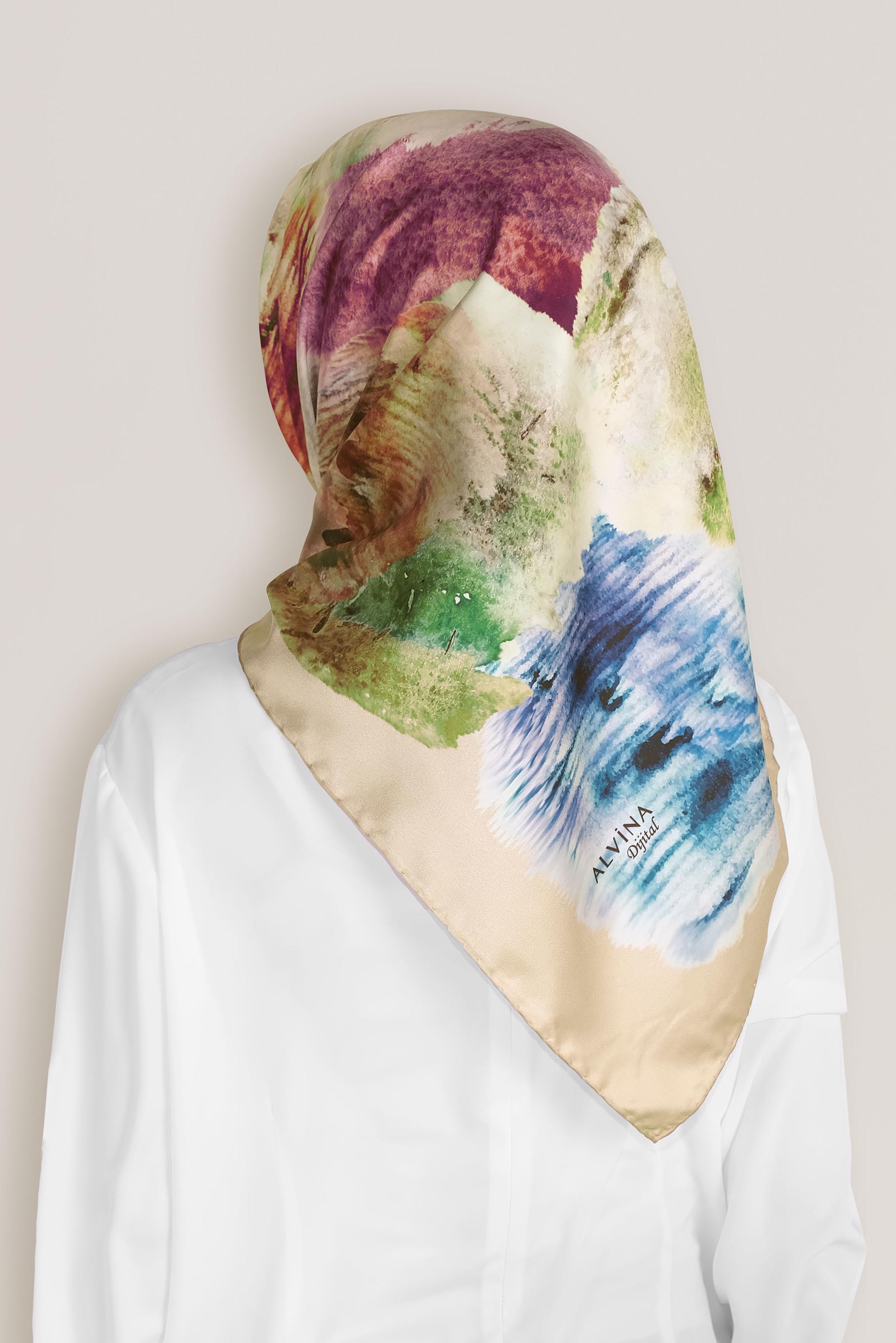 Tesettür giyim ALTIN 8034 ALVİNA DİJİTAL EŞARP