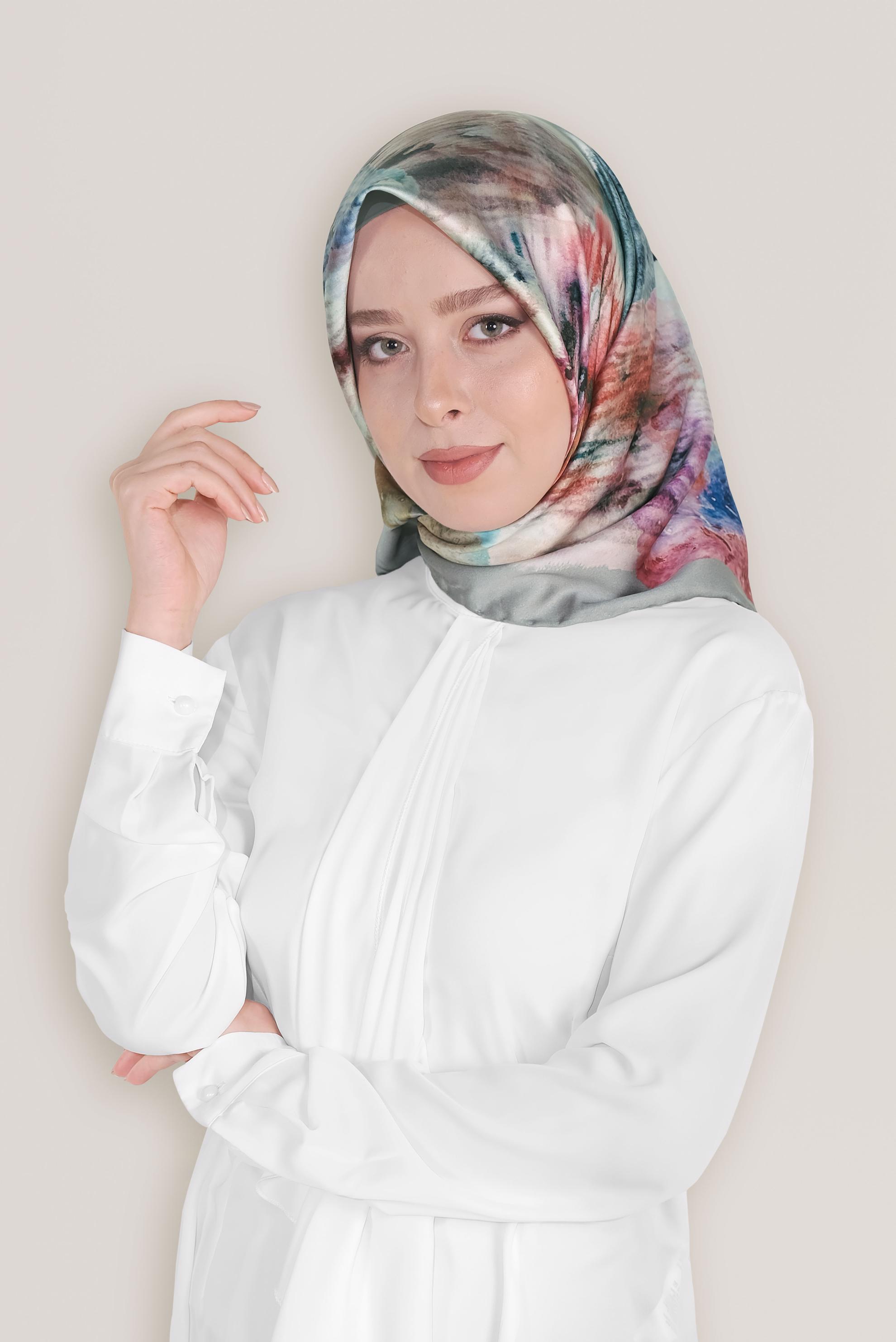 Tesettür giyim GÜMÜŞ 8034 ALVİNA DİJİTAL EŞARP