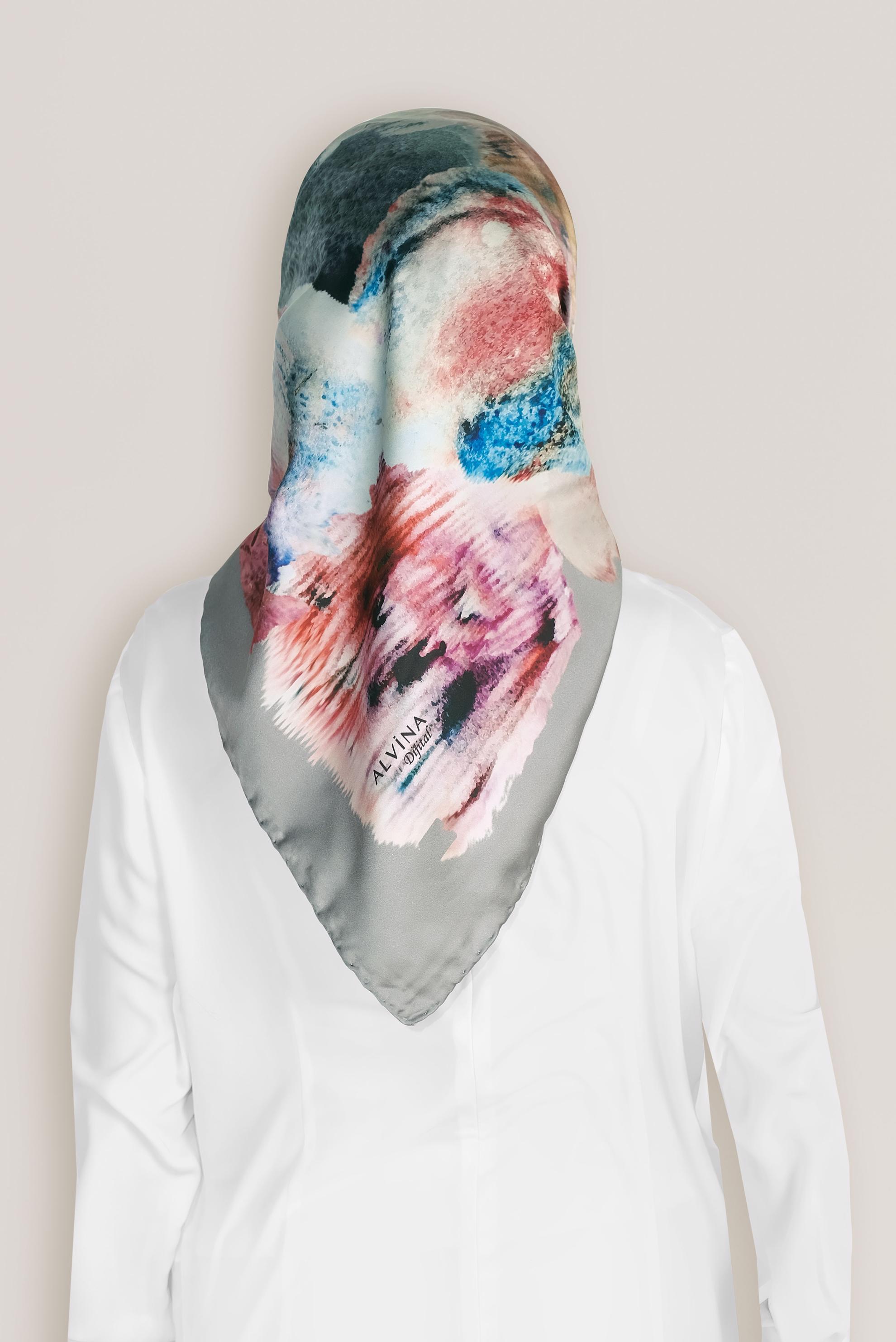 Tesettür giyim GÜMÜŞ 8034 ALVİNA DİJİTAL EŞARP