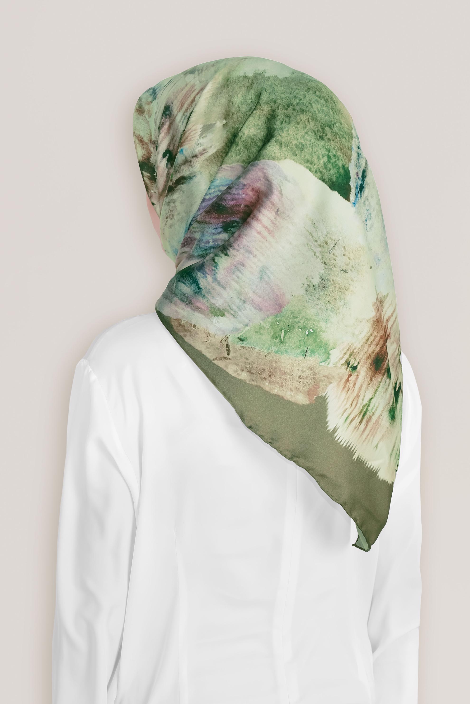 Tesettür giyim HAKİ 8034 ALVİNA DİJİTAL EŞARP