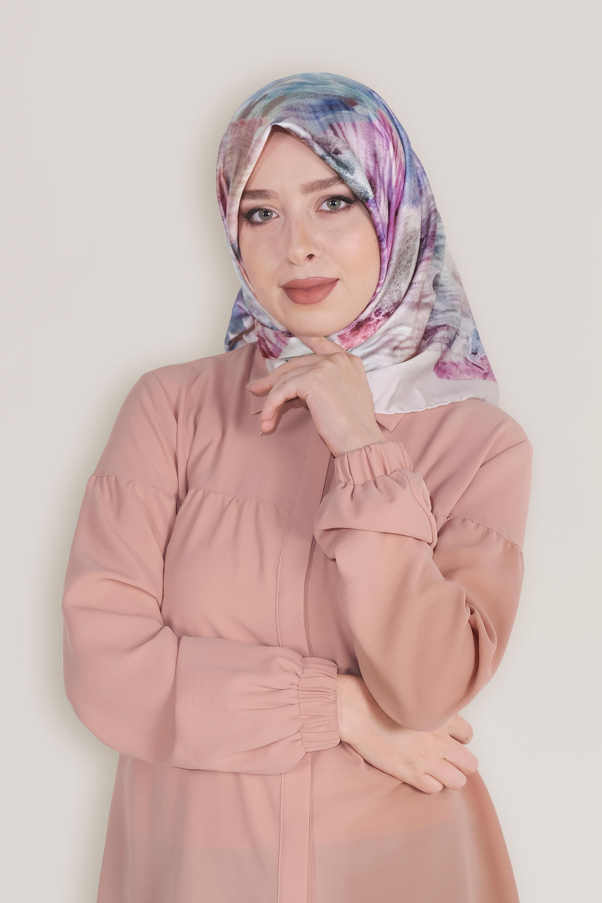 Tesettür giyim PUDRA 8034 ALVİNA DİJİTAL EŞARP