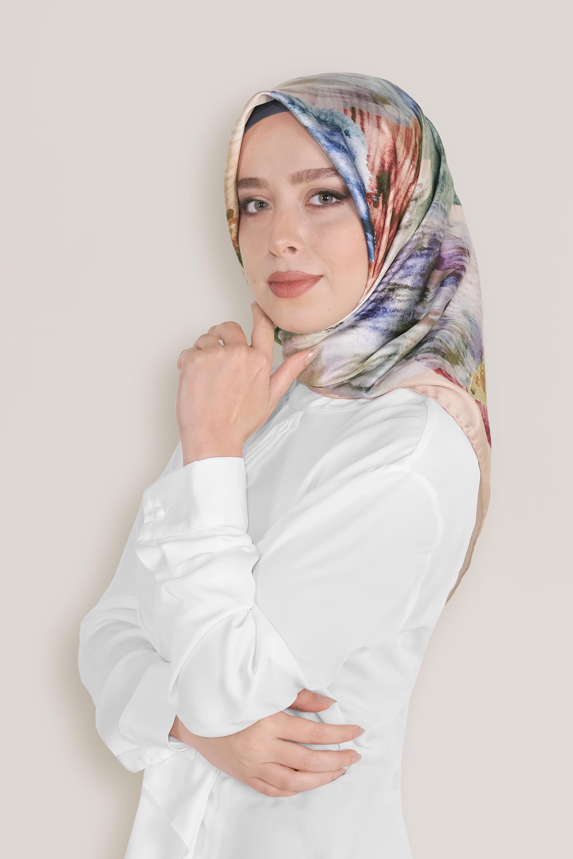 Tesettür giyim PUDRA 8034 ALVİNA DİJİTAL EŞARP