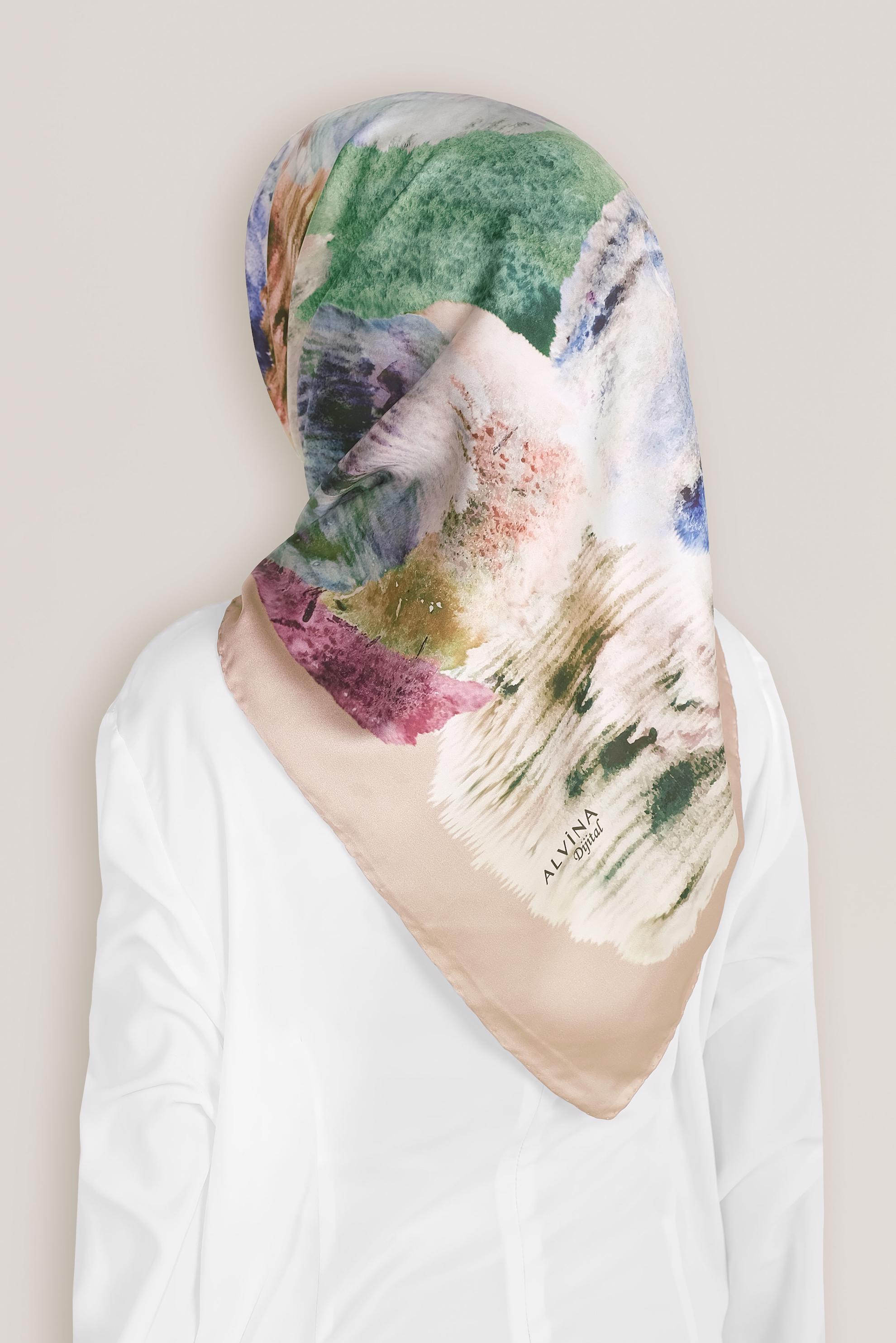 Tesettür giyim PUDRA 8034 ALVİNA DİJİTAL EŞARP