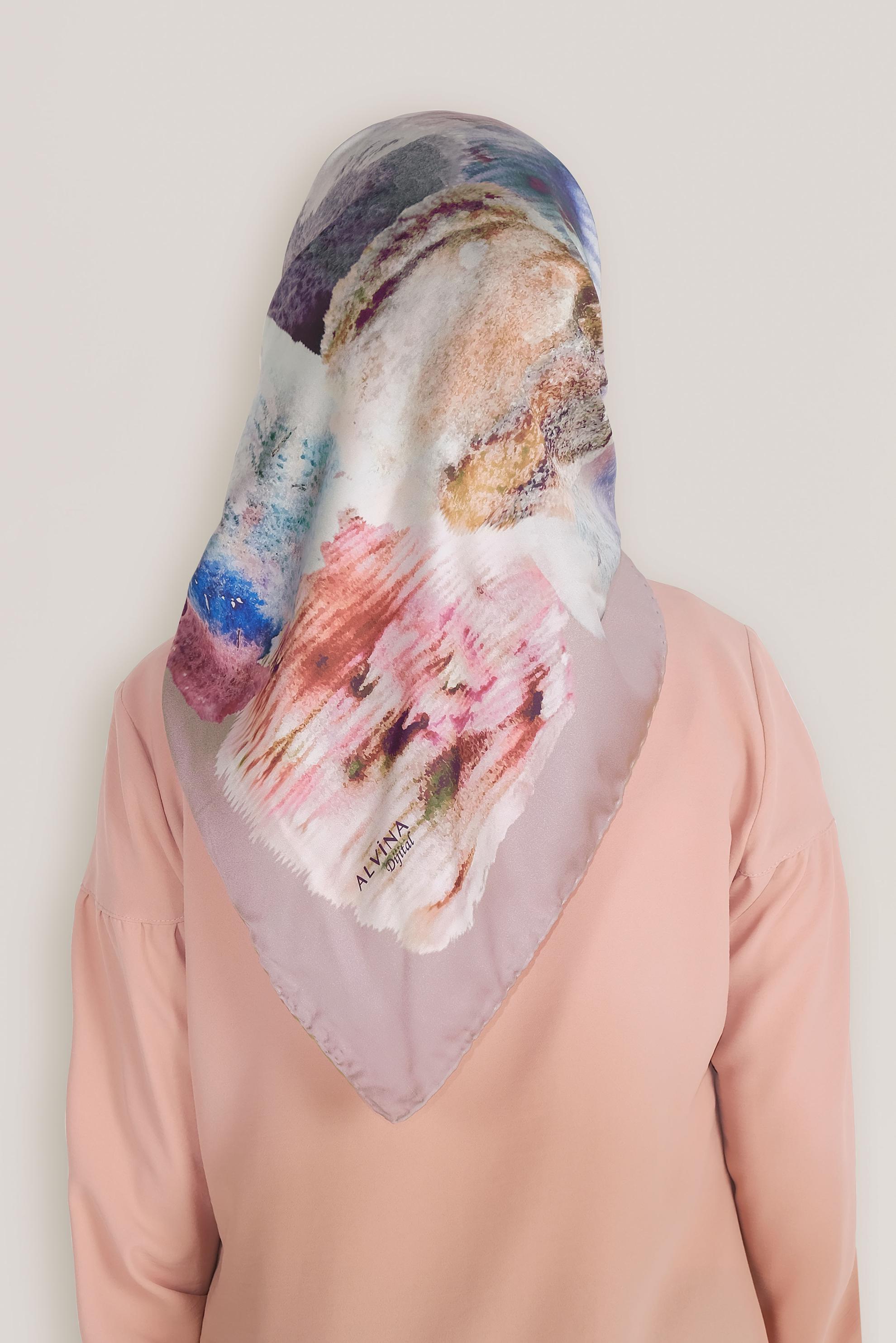 Tesettür giyim PEMBE 8034 ALVİNA DİJİTAL EŞARP