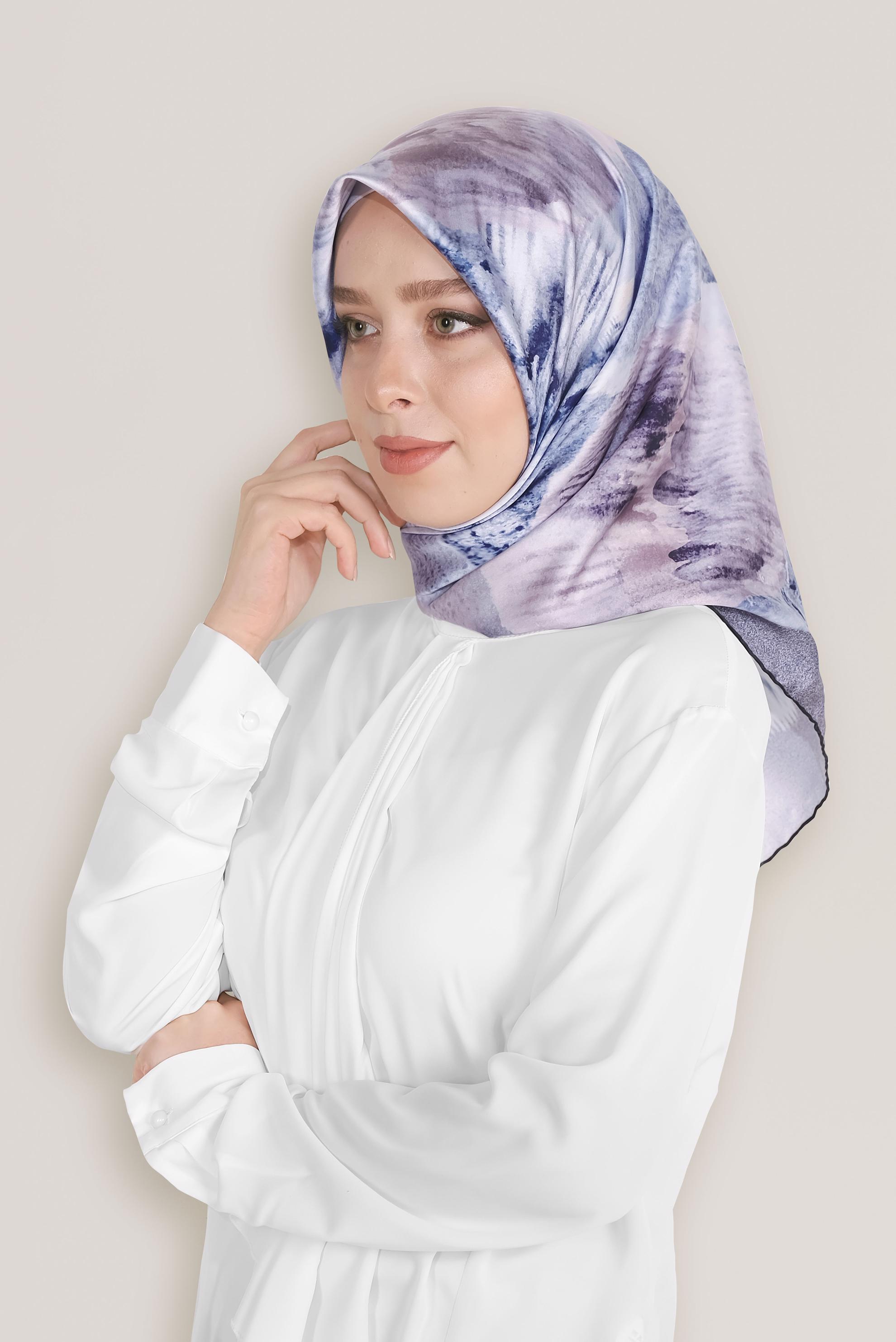 Tesettür giyim LACİVERT 8034 ALVİNA DİJİTAL EŞARP