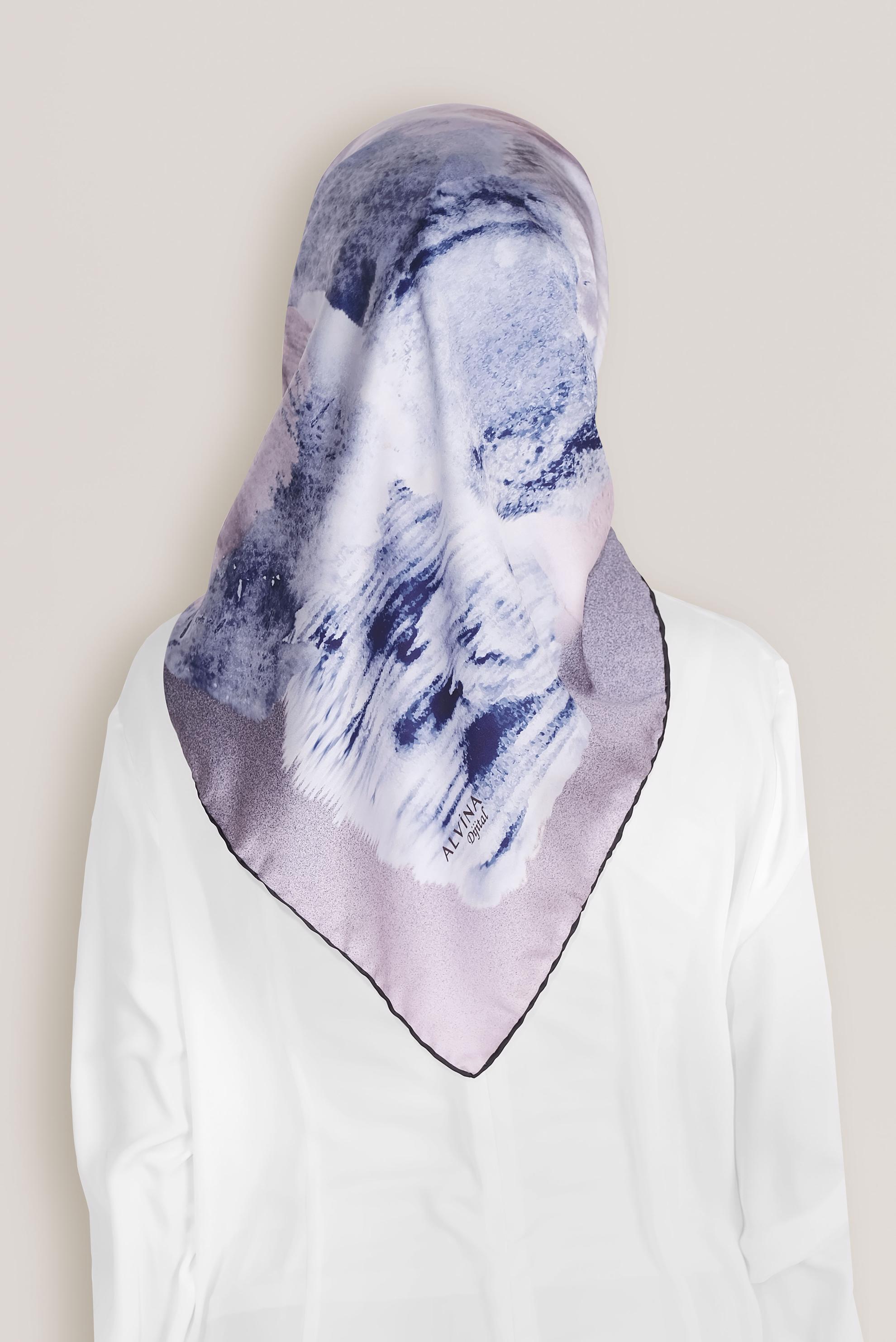 Tesettür giyim LACİVERT 8034 ALVİNA DİJİTAL EŞARP