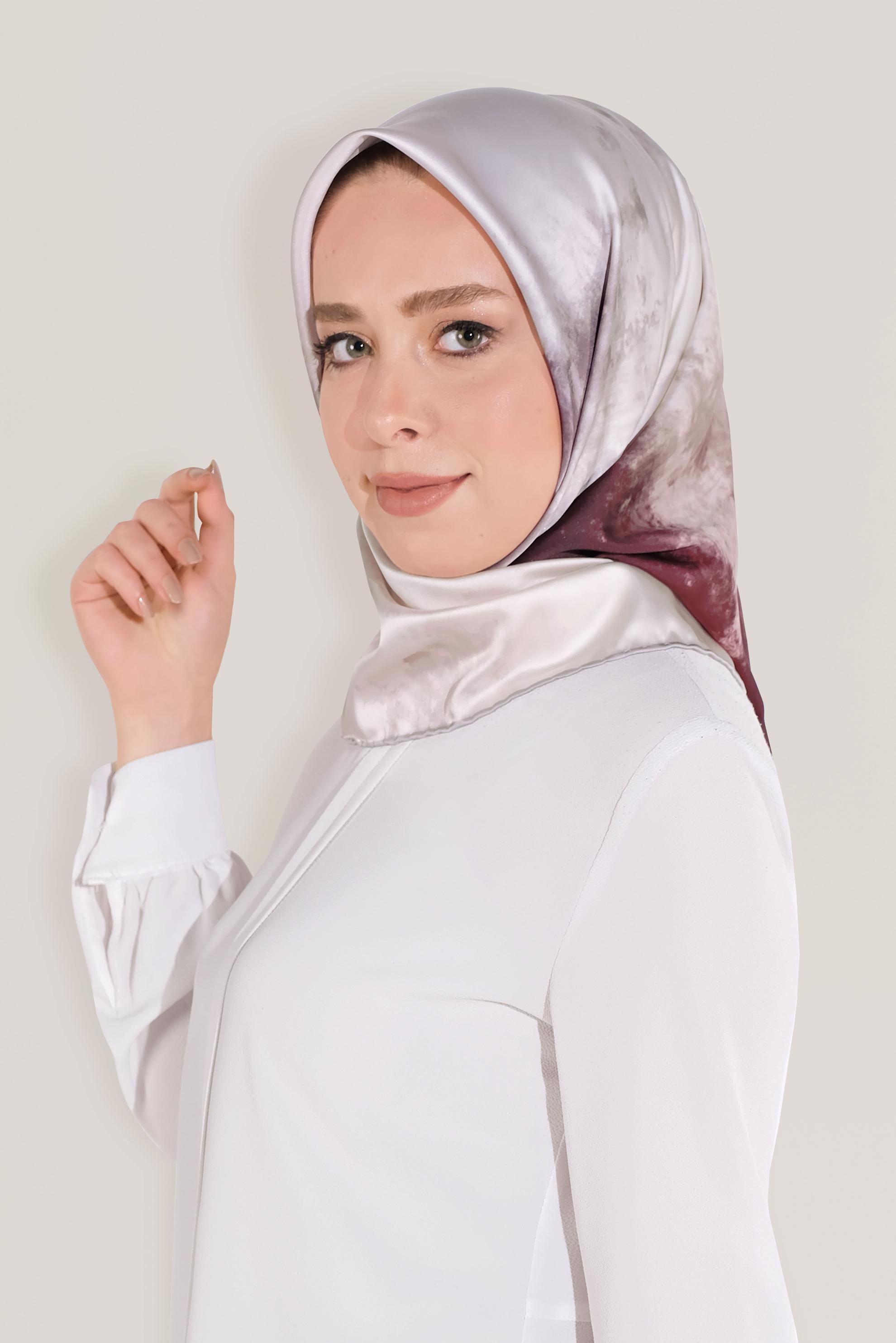 Tesettür giyim BORDO 8035 ALVİNA DİJİTAL EŞARP