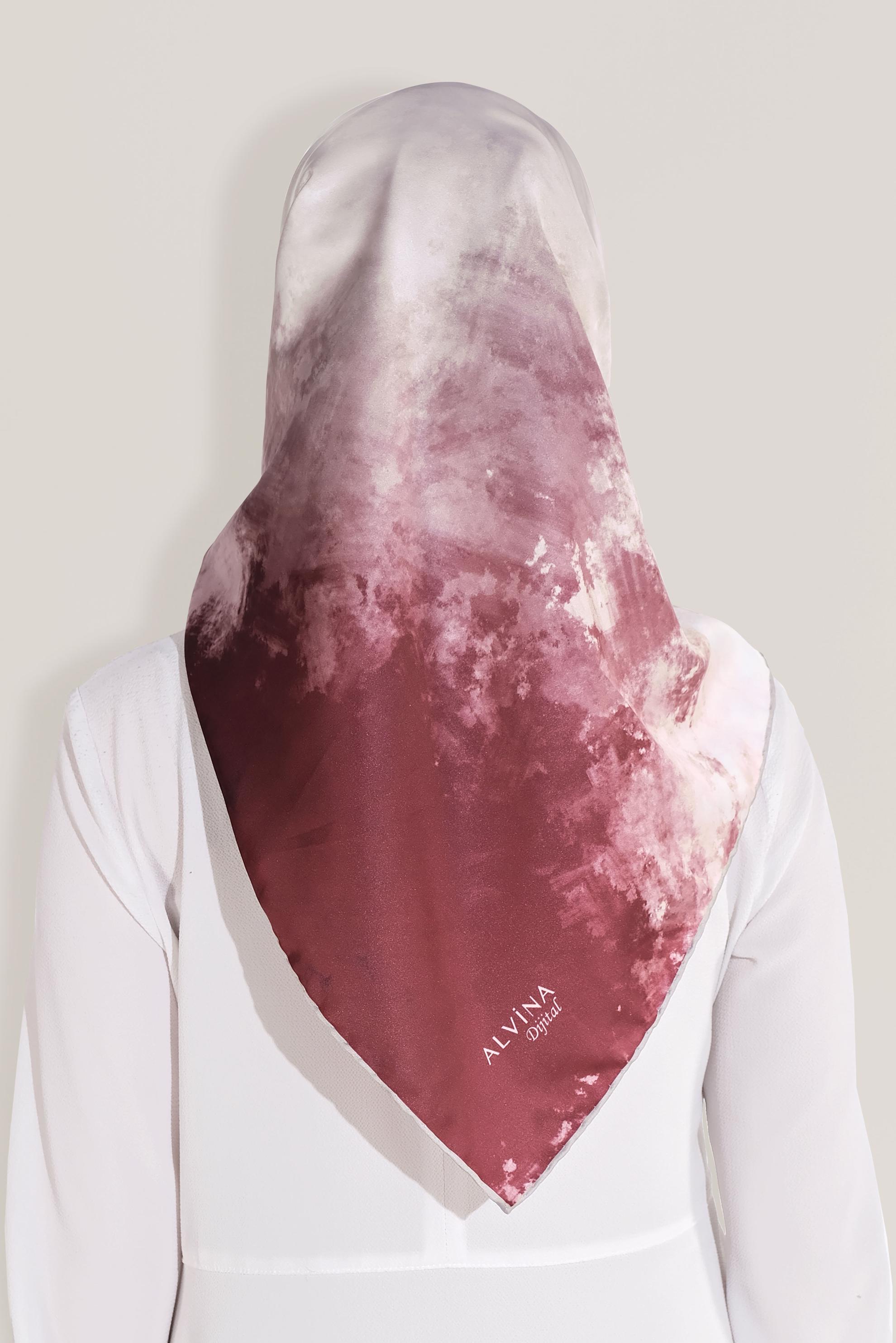 Tesettür giyim BORDO 8035 ALVİNA DİJİTAL EŞARP