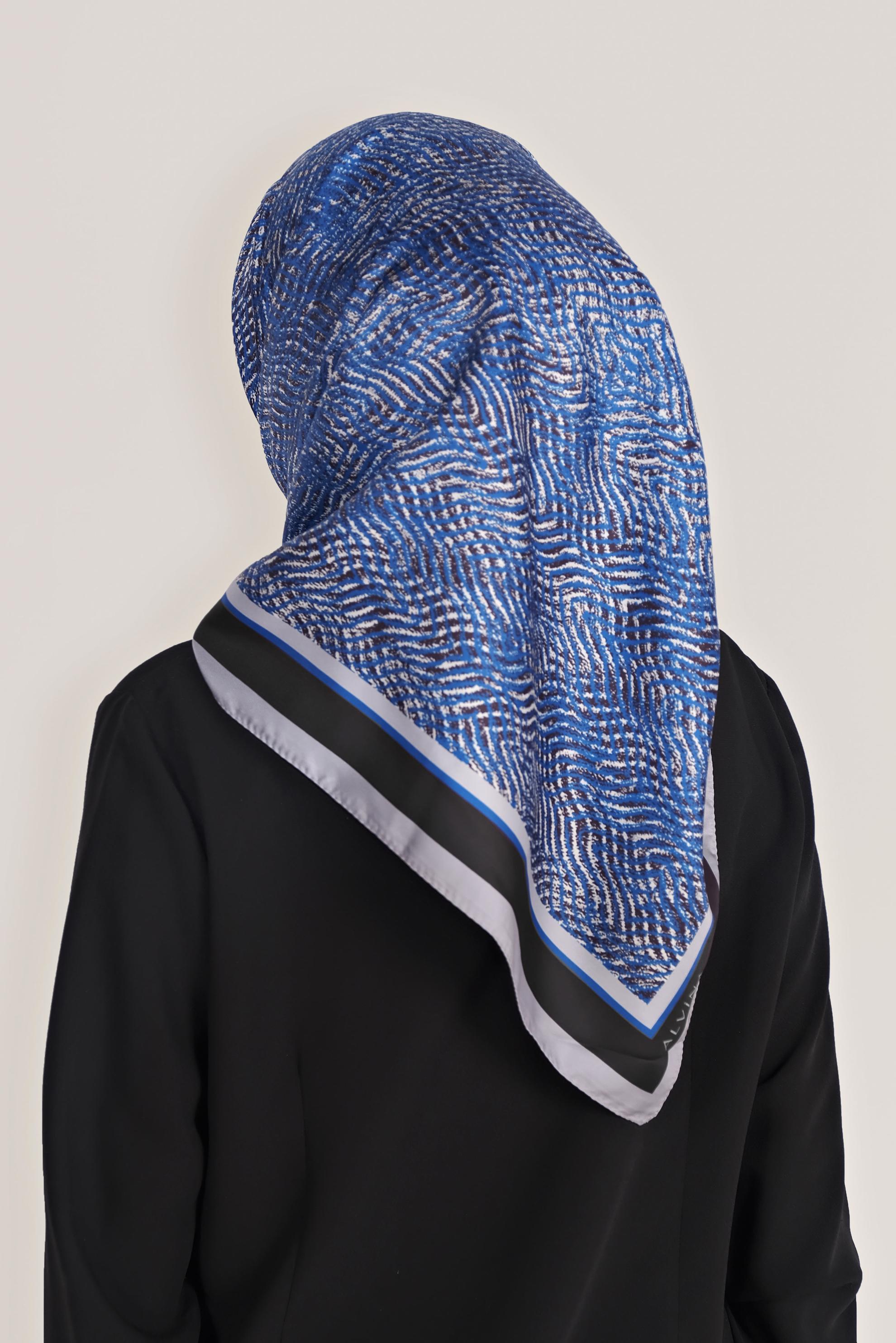 Vêtements hijab BLEU MARINE ÉCHARPE À MOTIF ALVİNA 8036