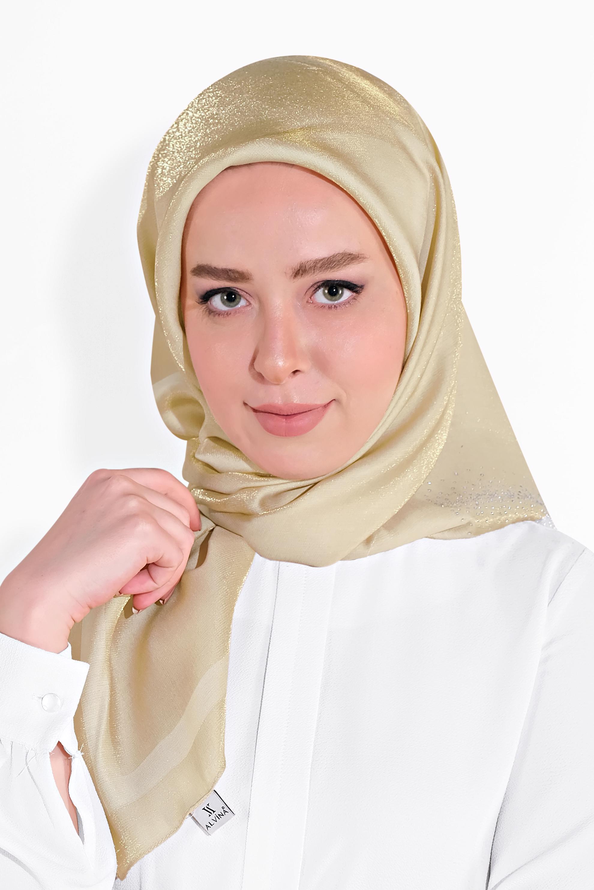 Tesettür giyim ALTIN 8038 ALVİNA TAŞLI EŞARP