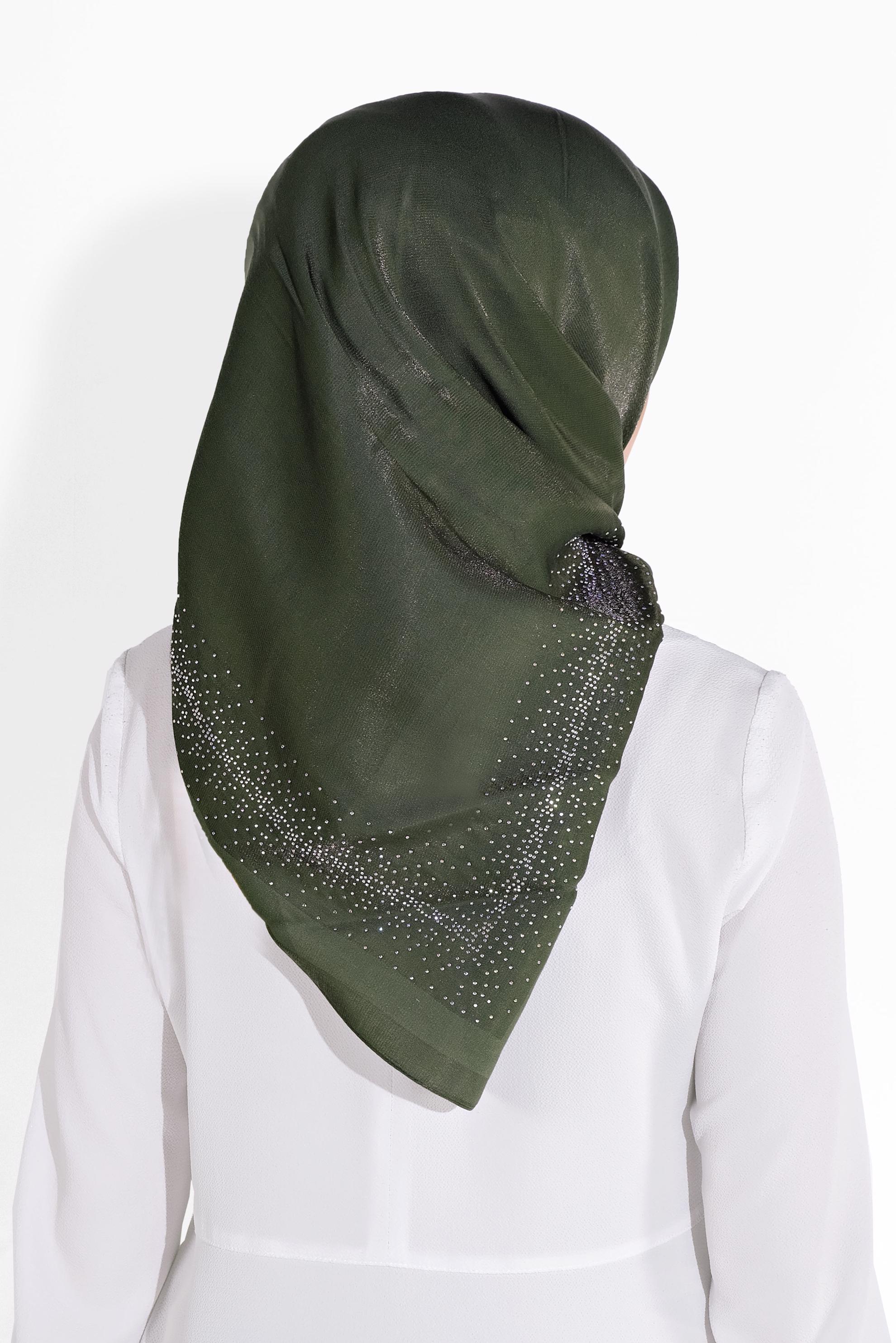 Tesettür giyim HAKİ 8038 ALVİNA TAŞLI EŞARP