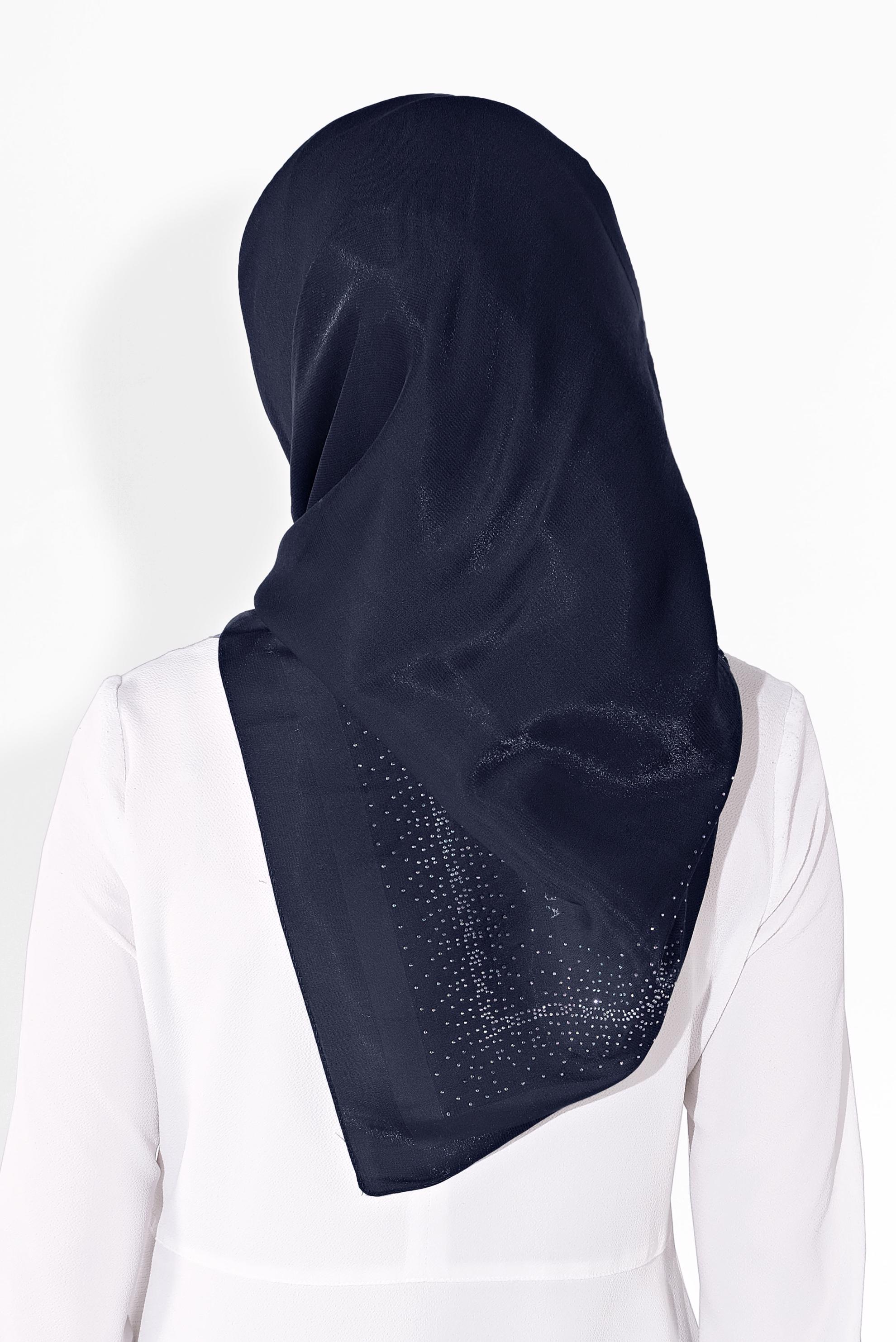 Tesettür giyim LACİVERT 8038 ALVİNA TAŞLI EŞARP