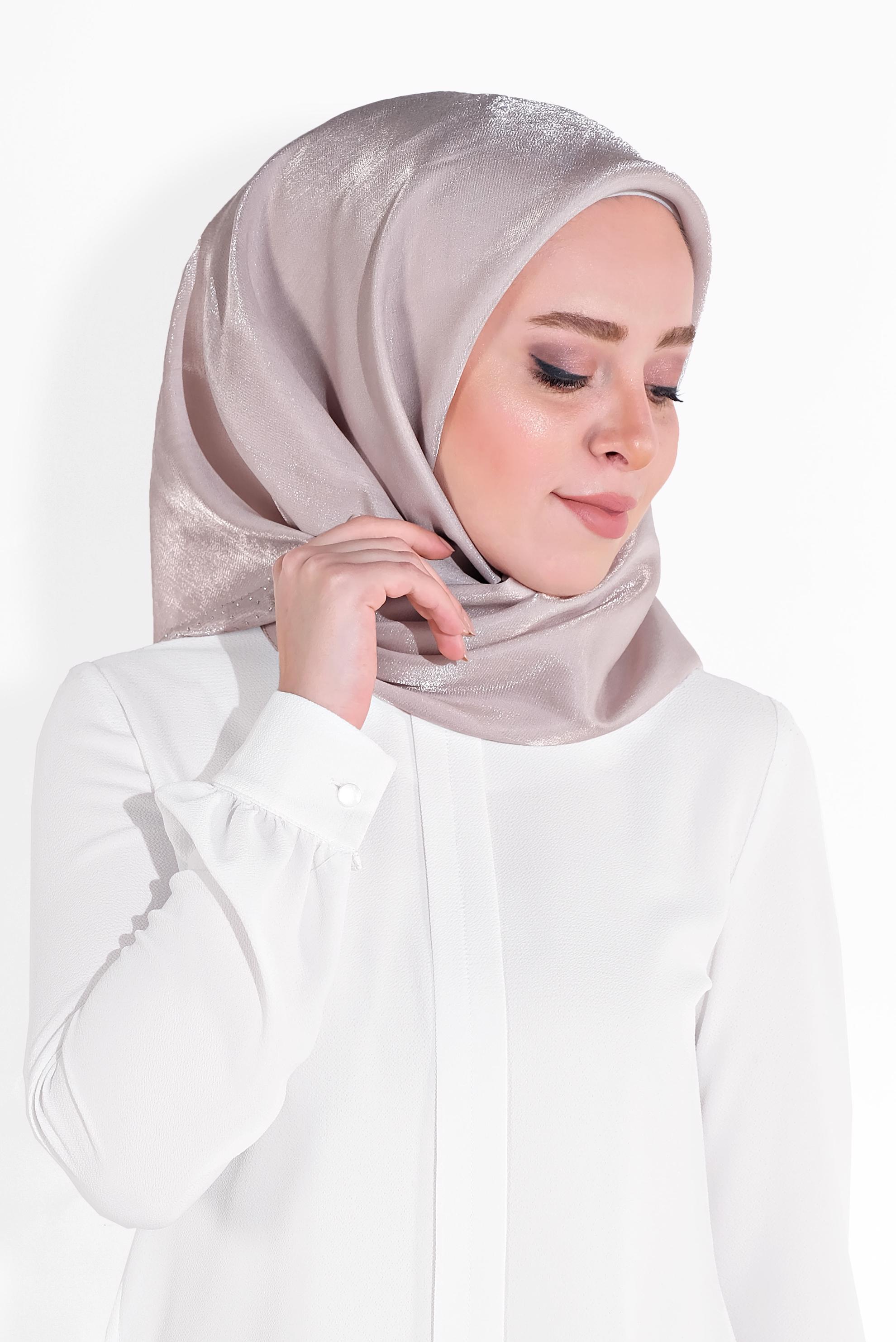 Tesettür giyim VİZON 8038 ALVİNA TAŞLI EŞARP