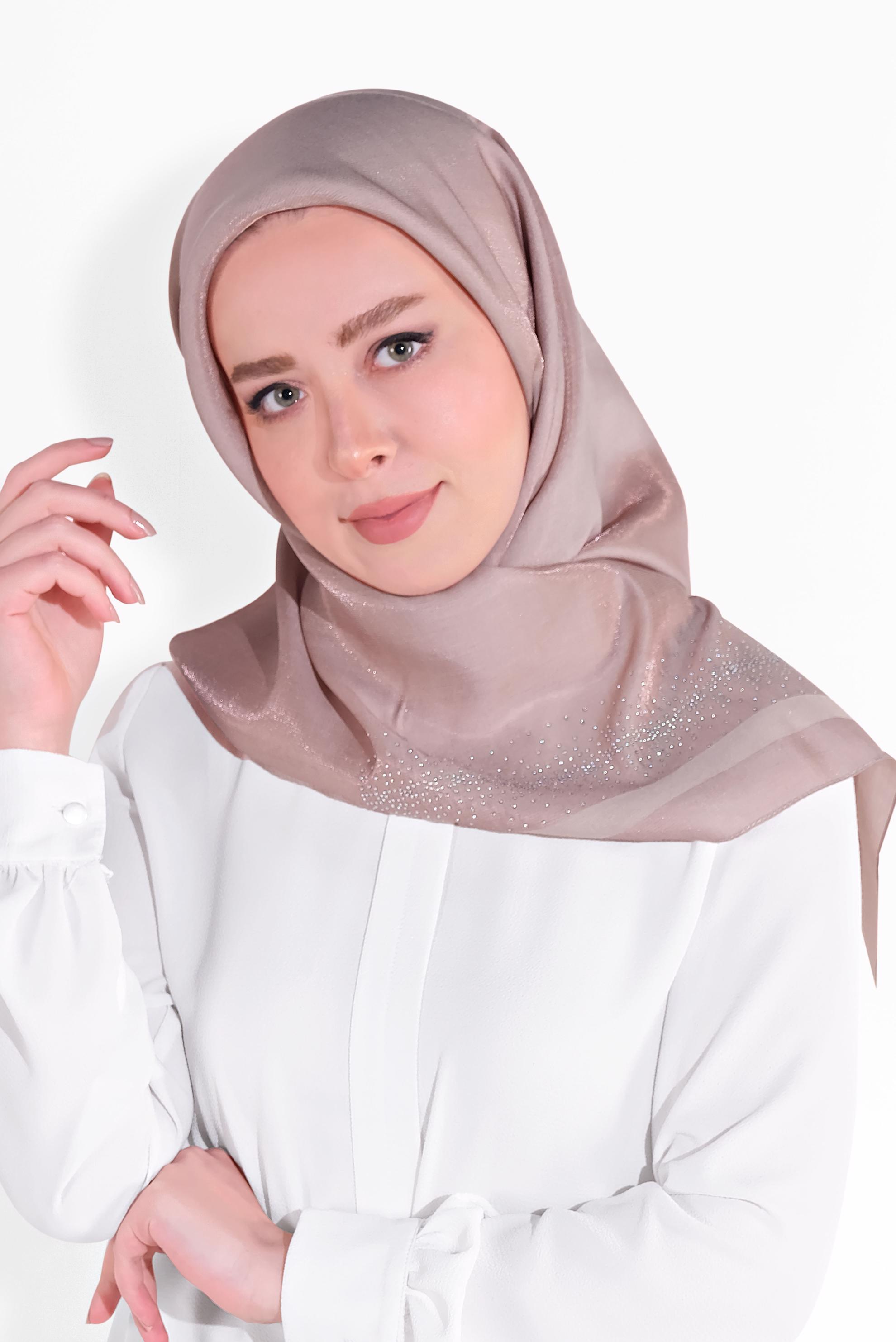 Tesettür giyim PUDRA 8038 ALVİNA TAŞLI EŞARP