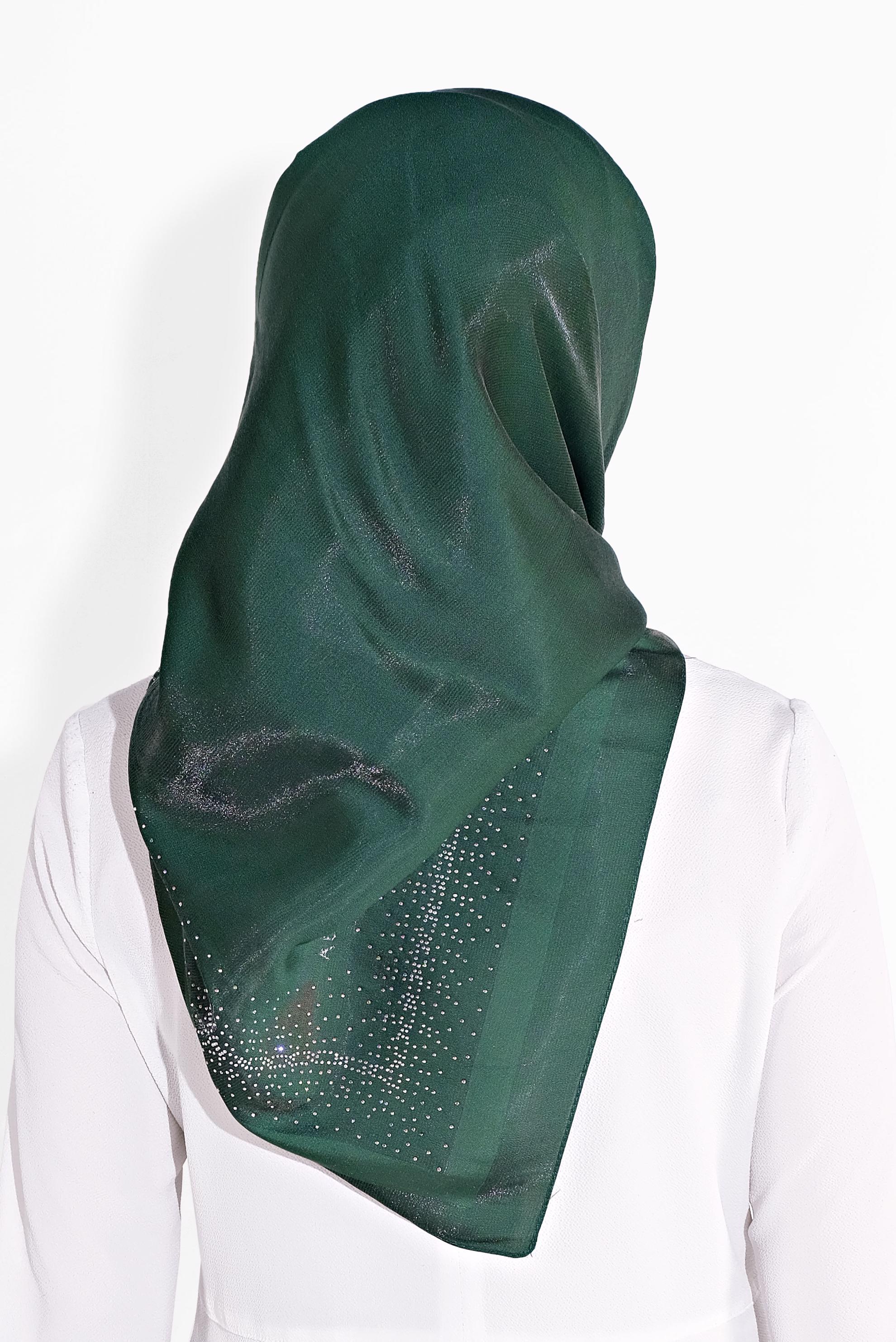 Tesettür giyim YEŞİL 8038 ALVİNA TAŞLI EŞARP