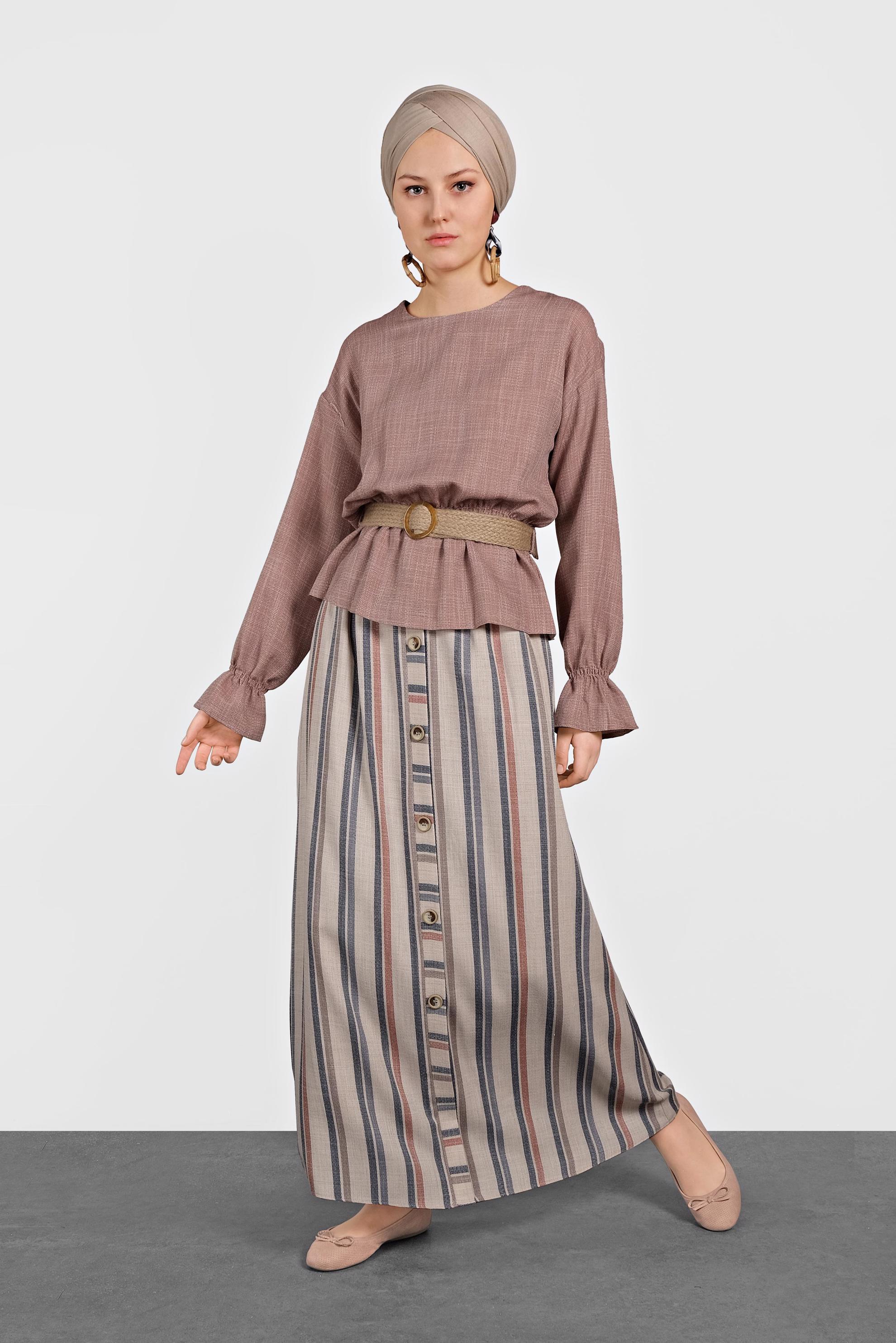 Hijab clothing BEIGE  SKIRTED SUIT 4344-1