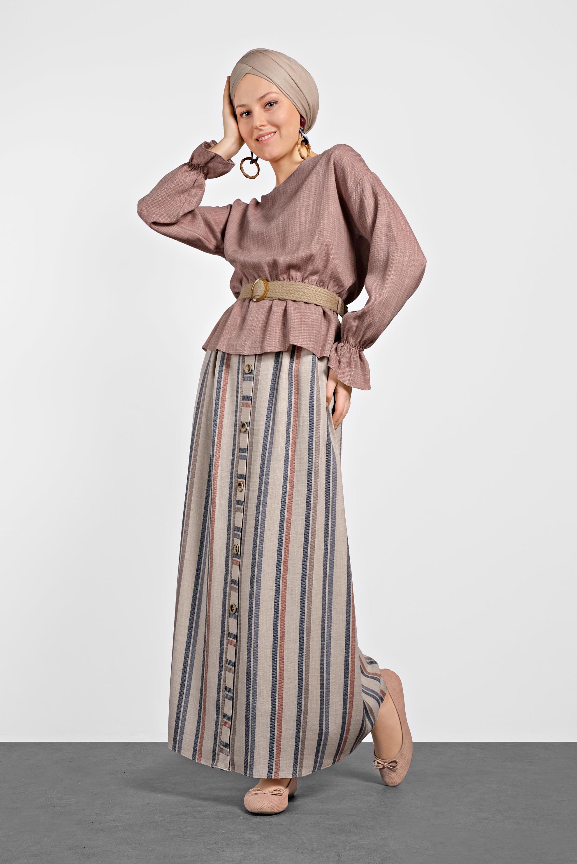Hijab clothing BEIGE  SKIRTED SUIT 4344-1