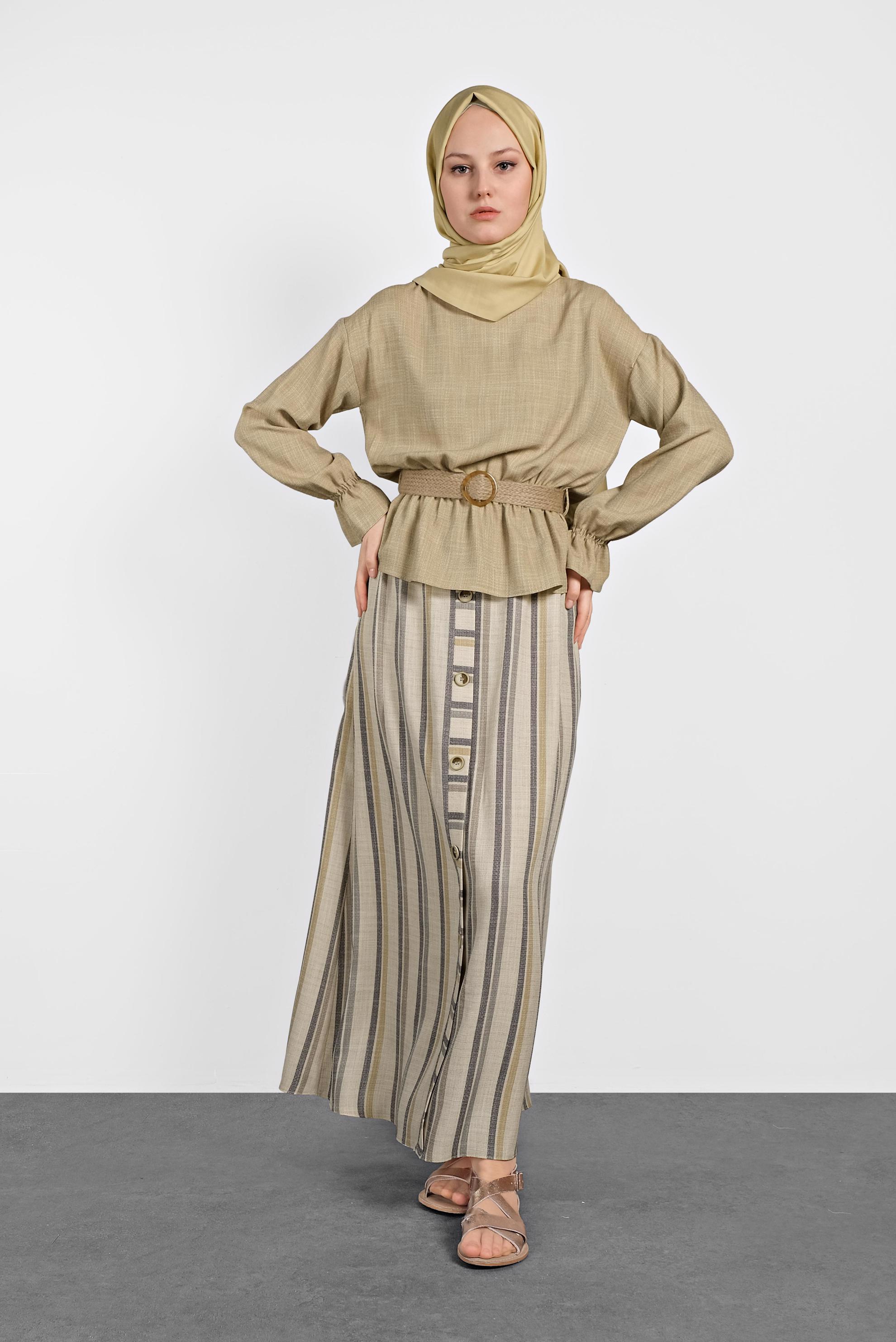 Hijab clothing GREY  SKIRTED SUIT 4344-1