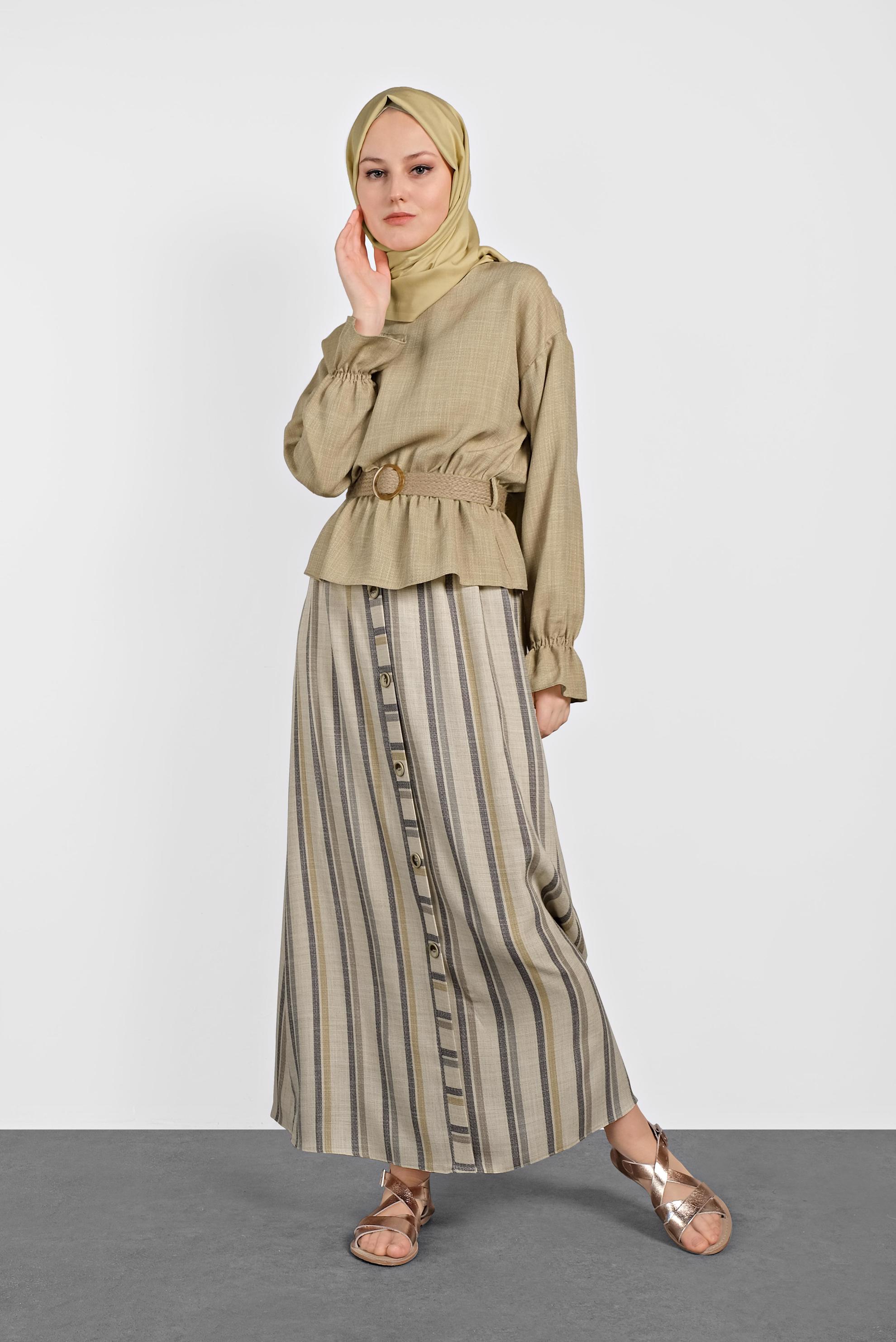 Hijab clothing GREY  SKIRTED SUIT 4344-1