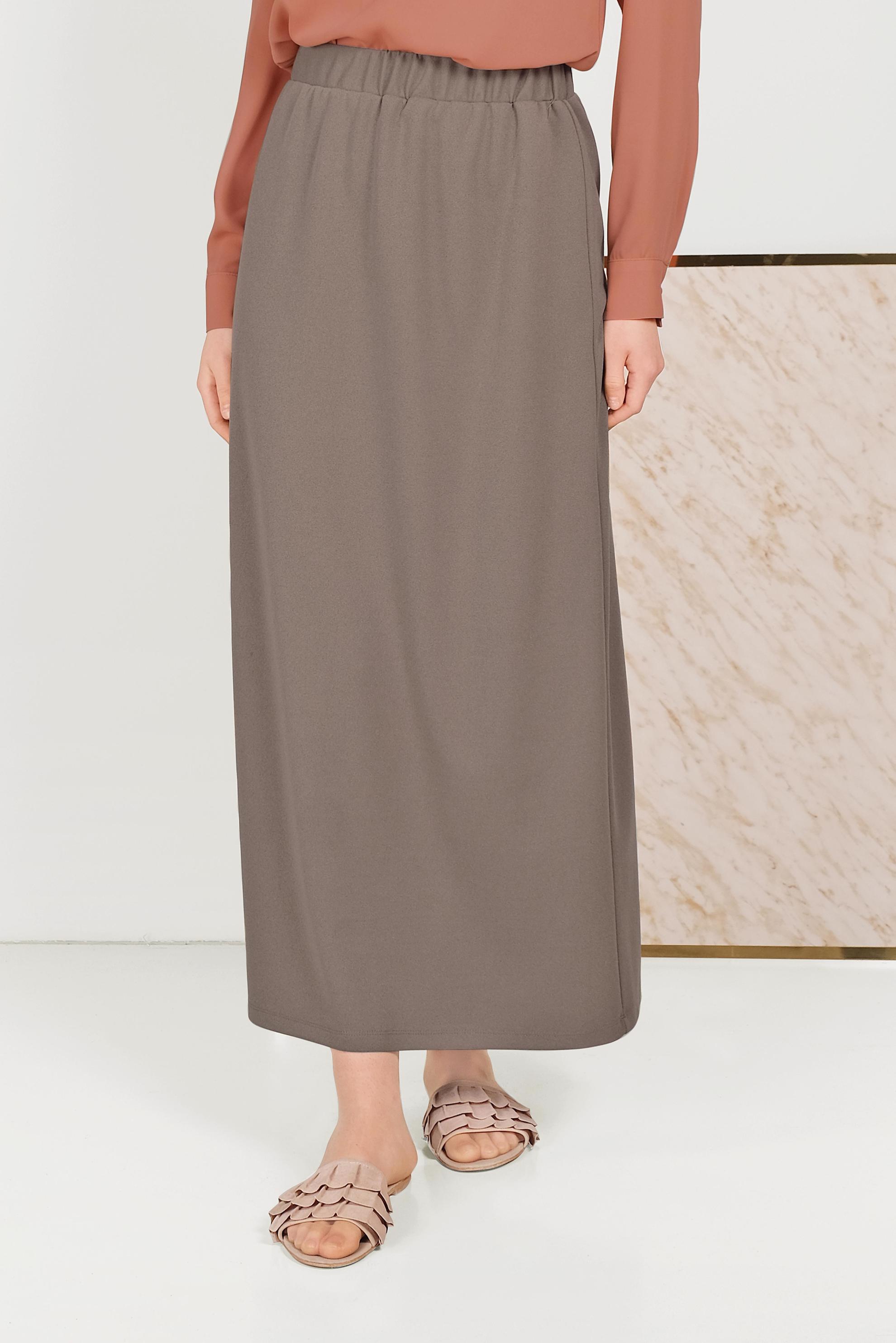 Tesettür giyim VİZON BELİ LASTİKLİ ETEK 60061