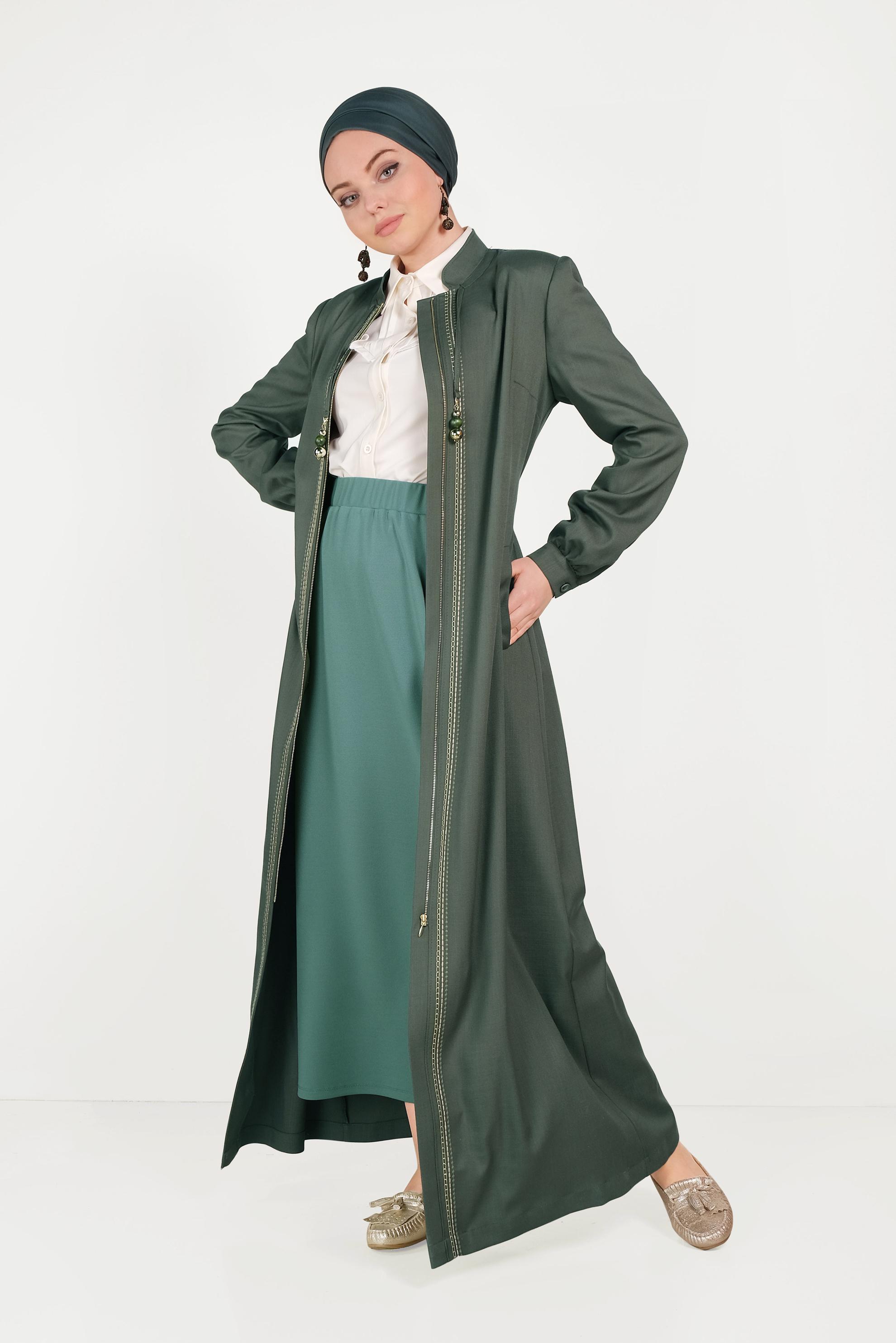 Hijab clothing GREEN ELASTIC-WAIST SKIRT 60061 