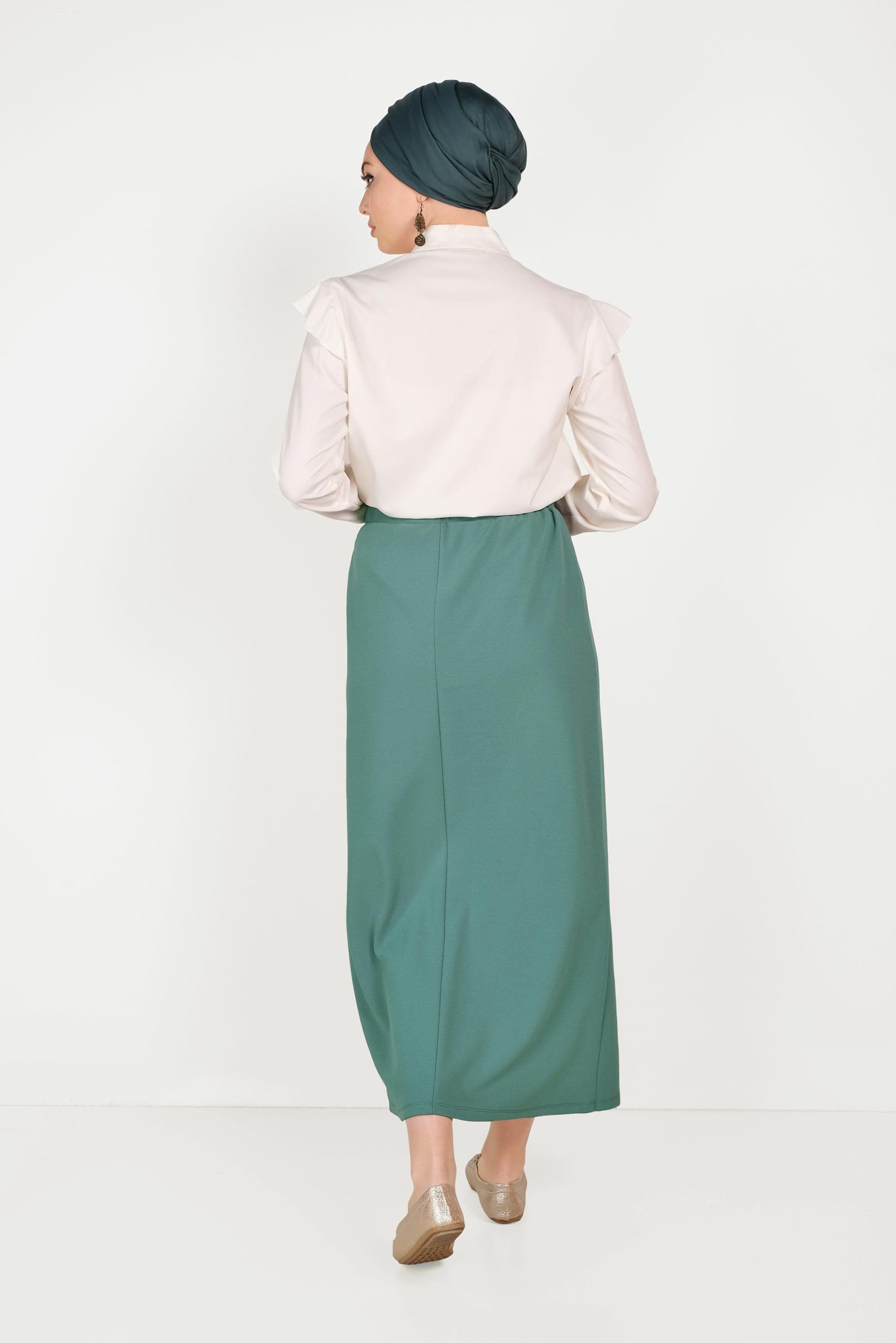 Hijab clothing GREEN ELASTIC-WAIST SKIRT 60061 