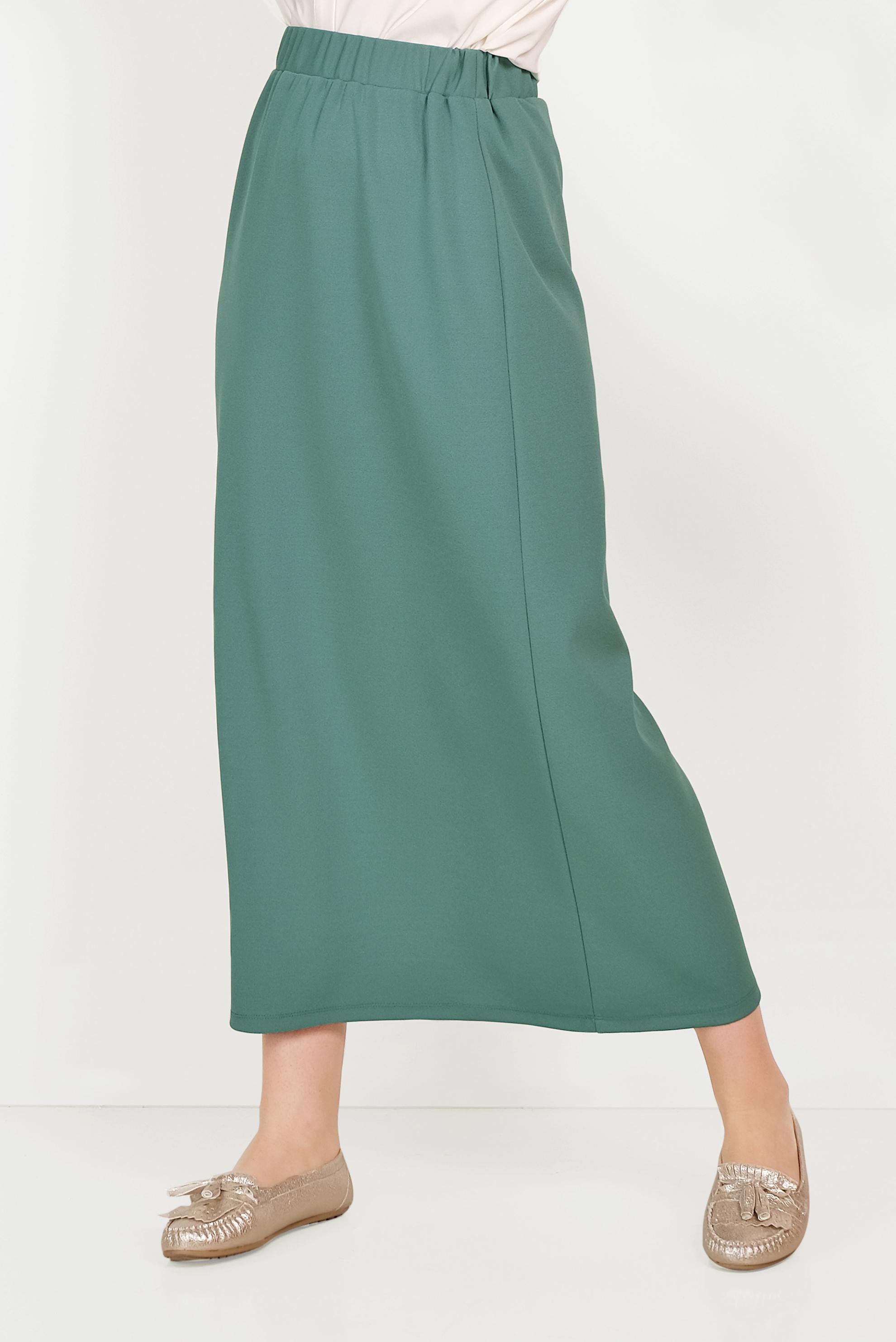 Hijab clothing GREEN ELASTIC-WAIST SKIRT 60061 