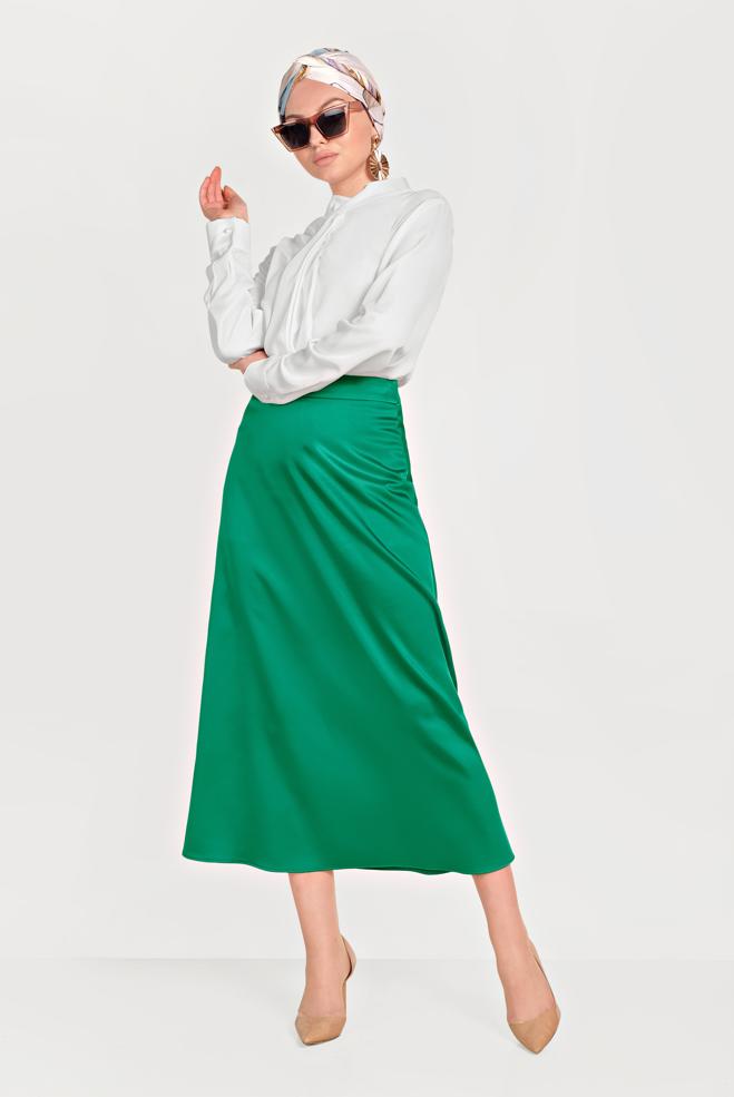 Hijab clothing  HIGH WAIST SATIN SKIRT 60062  - ALVİNA