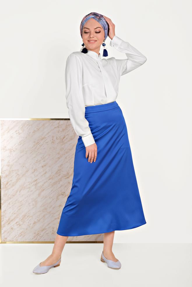 Hijab clothing  HIGH WAIST SATIN SKIRT 60062  - ALVİNA