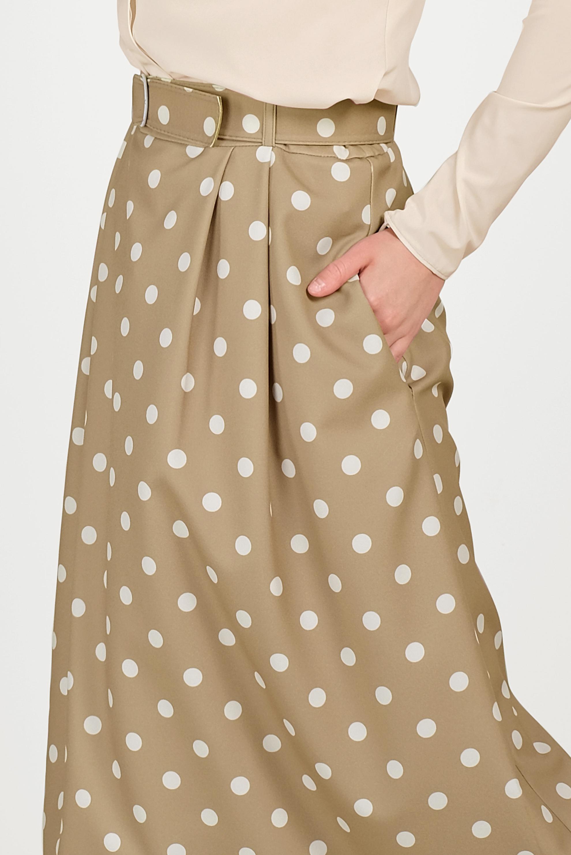 Tesettür giyim VİZON PUANTİYELİ CEPLİ ETEK 60065