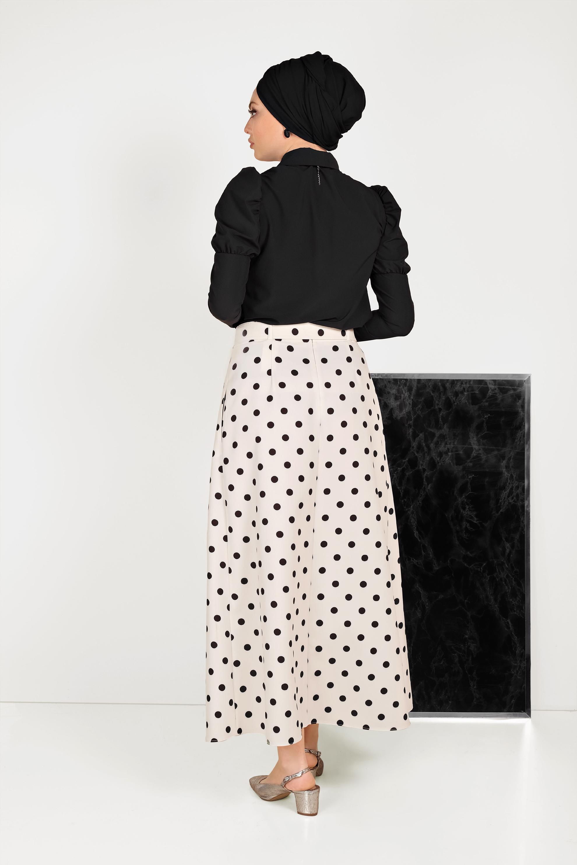 Hijab clothing BLACK POLKA DOT SKIRT WITH POCKET 60065 