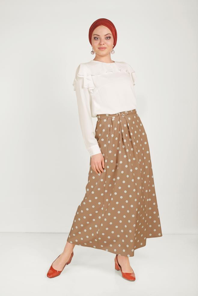 Hijab clothing  POLKA DOT SKIRT WITH POCKET 60065  - ALVİNA