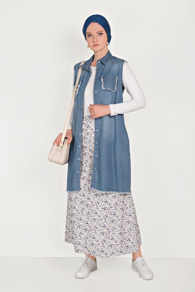 Tesettür giyim  Floral desenli kombinler - ALVİNA