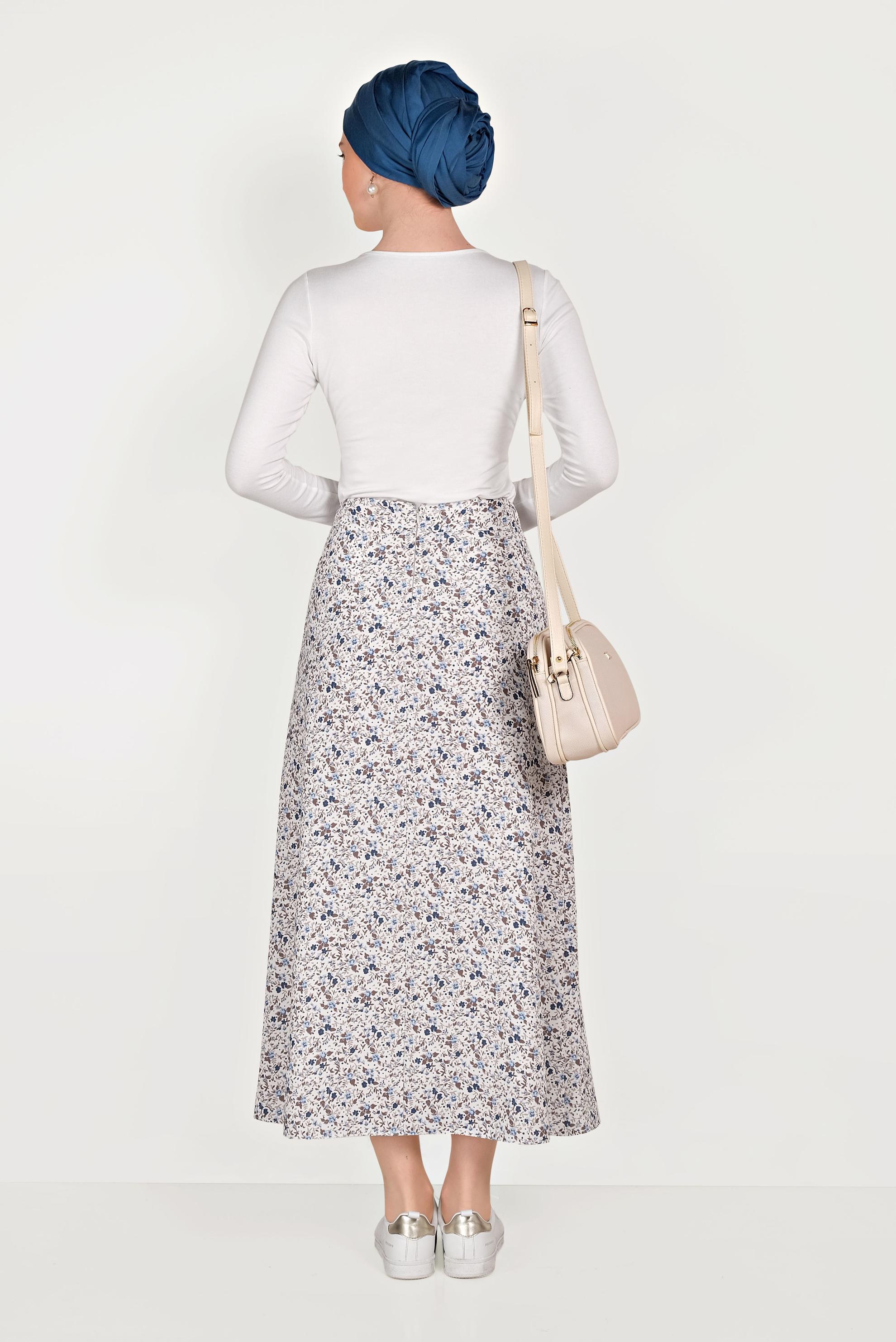 Vêtements hijab BLEU MARINE JUPE IMPRIMÉ FLORAL 60066