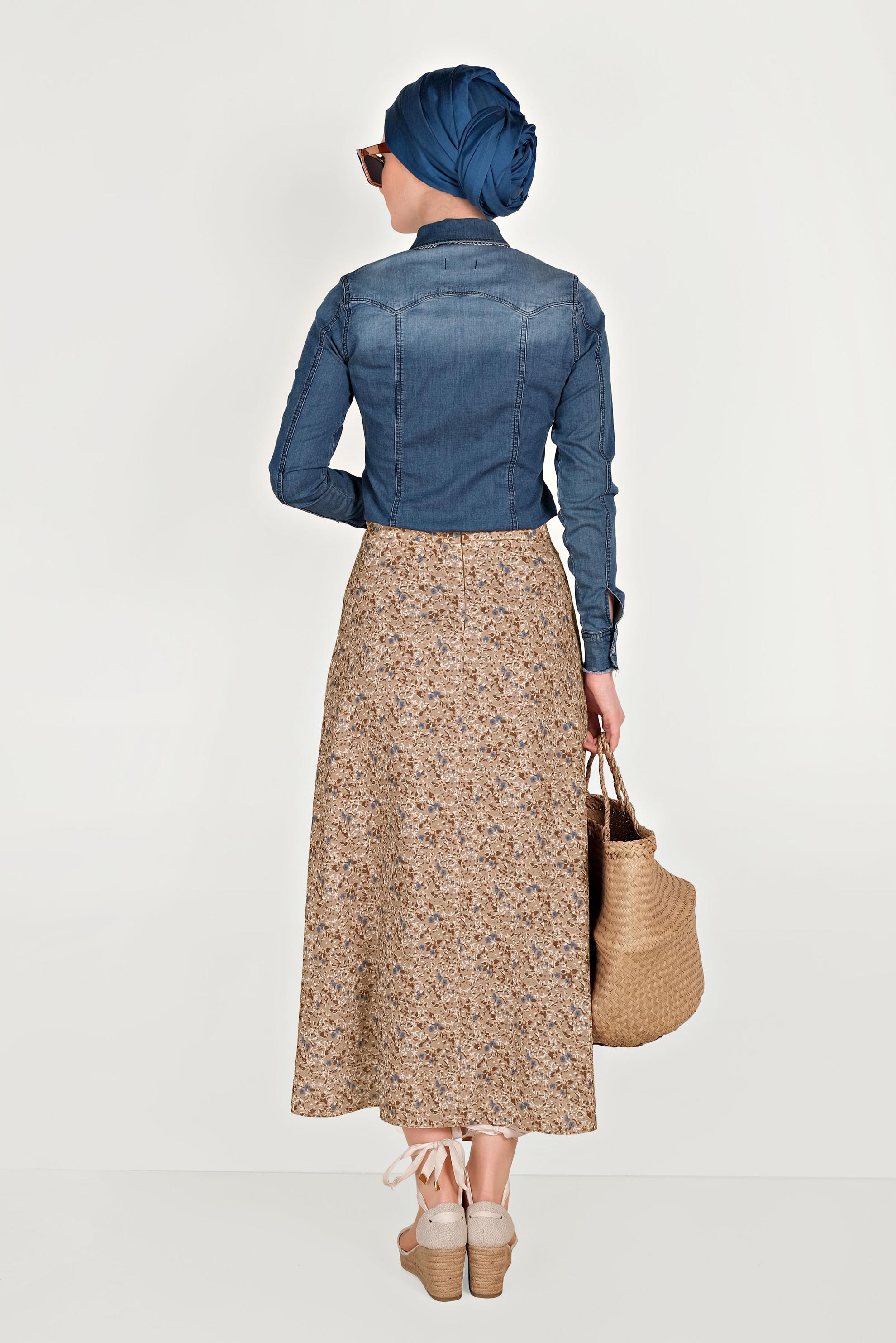 Hijab clothing BROWN FLORAL PRINT SKIRT 60066 