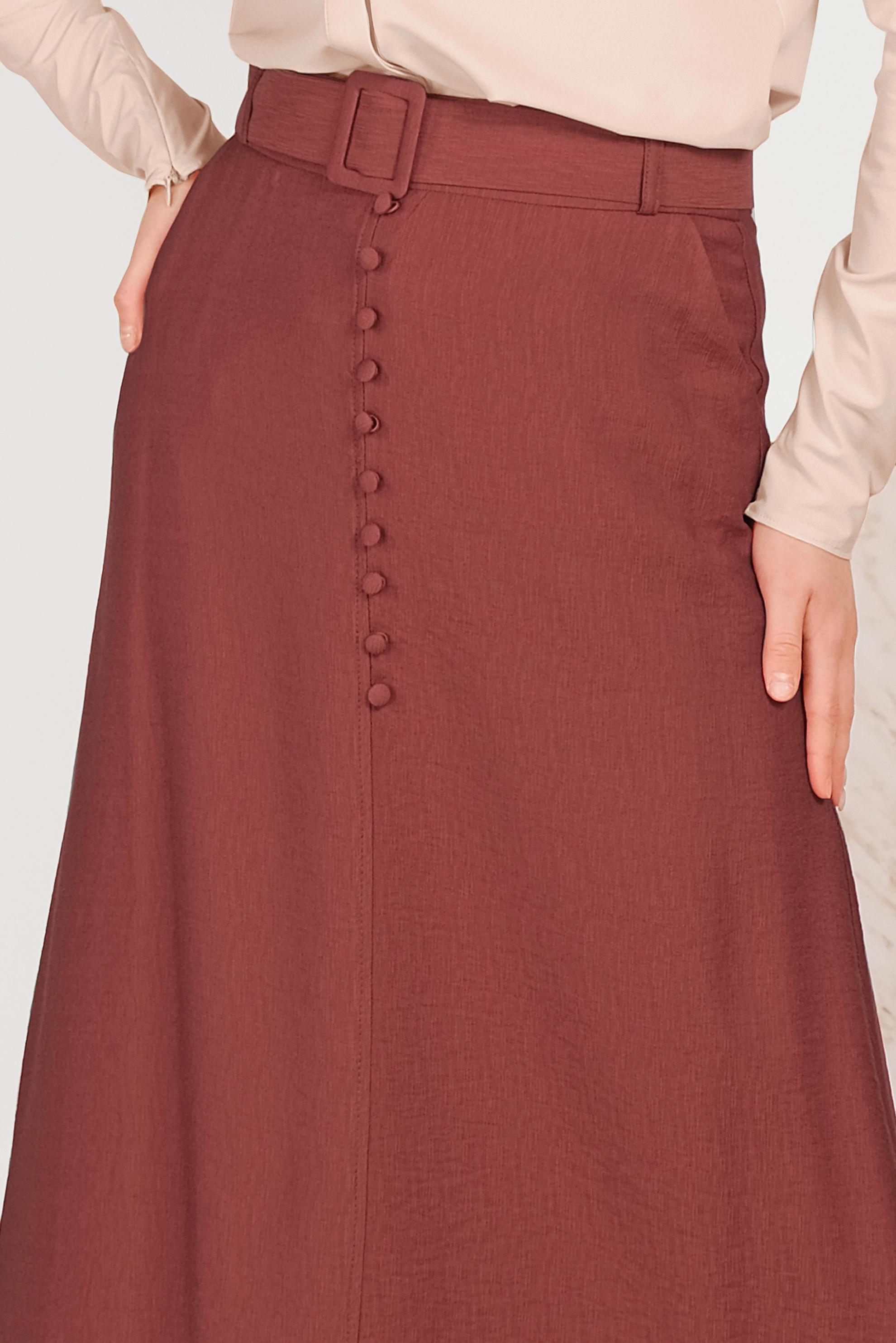 Hijab clothing CLARET RED A-LINE SHAPED BUTTONED DRESS 60067