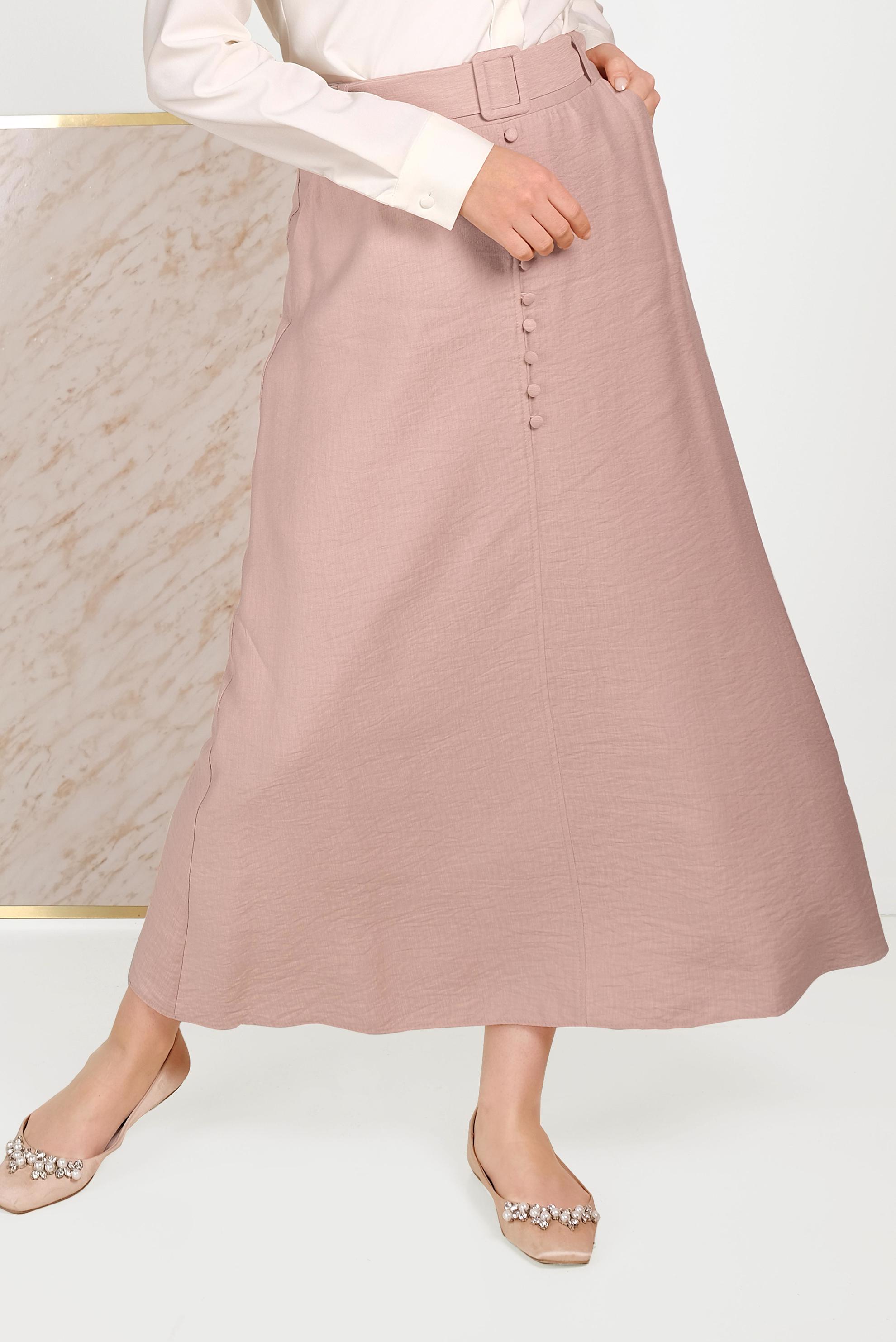 Hijab clothing POWDER A-LINE SHAPED BUTTONED DRESS 60067