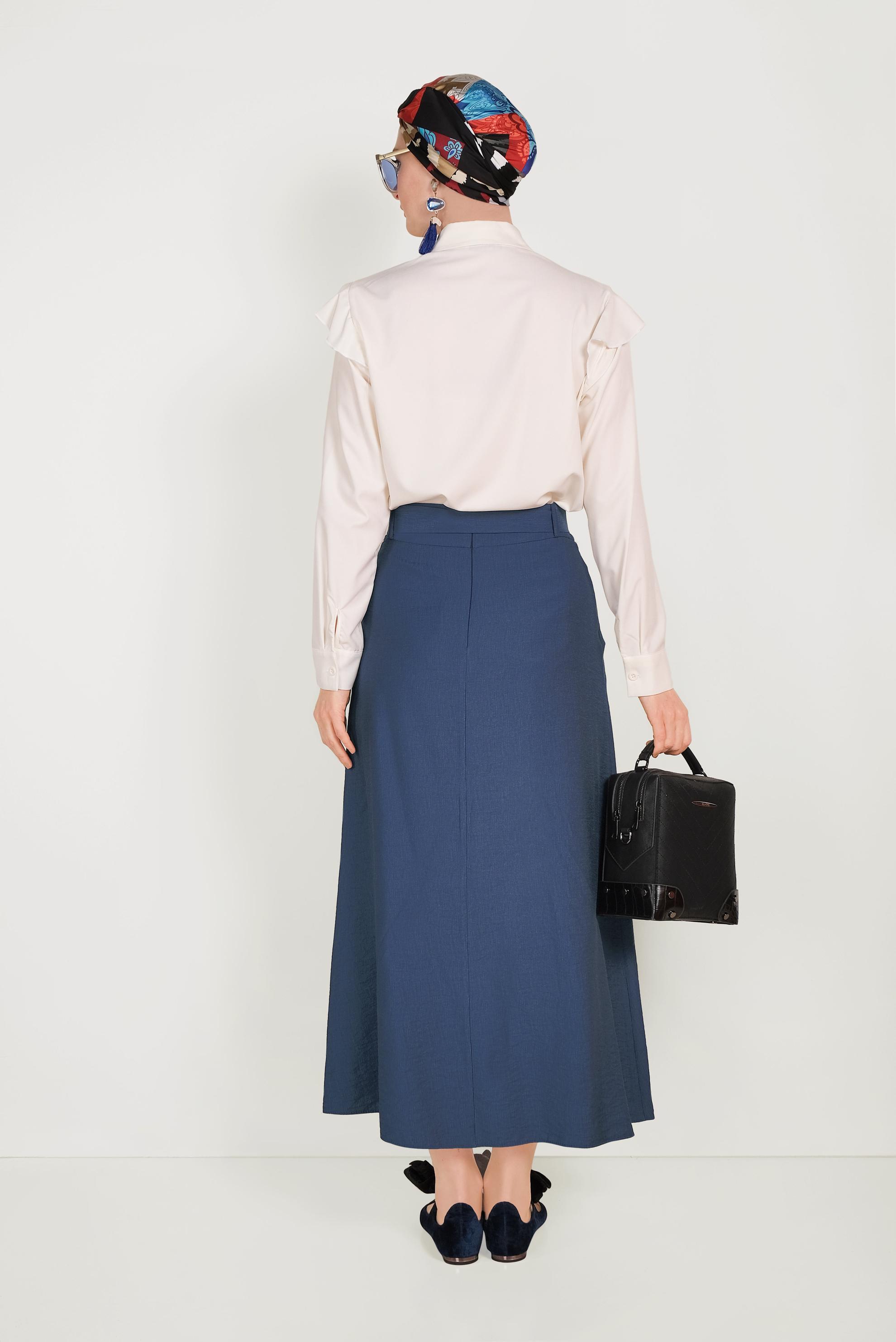 Hijab clothing NAVY BLUE A-LINE SHAPED BUTTONED DRESS 60067