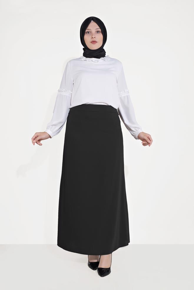 Vêtements hijab NOIR JUPE EN LIGNE A 60069  - ALVİNA