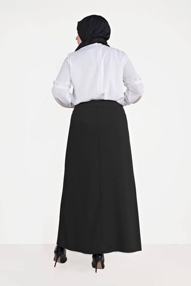 Vêtements hijab NOIR JUPE EN LIGNE A 60069  - ALVİNA