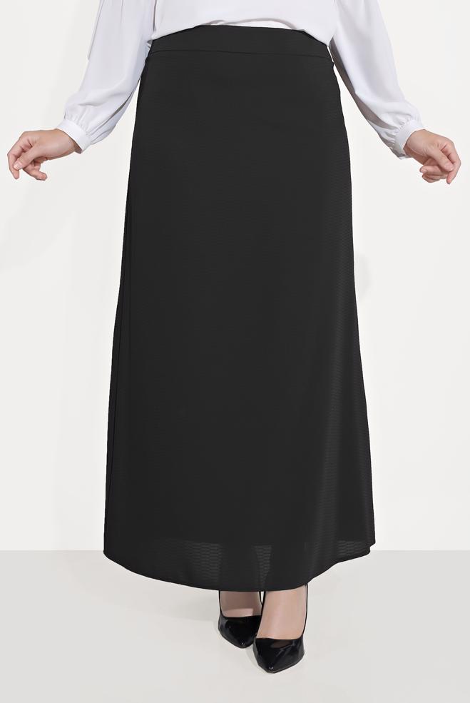 Vêtements hijab NOIR JUPE EN LIGNE A 60069  - ALVİNA