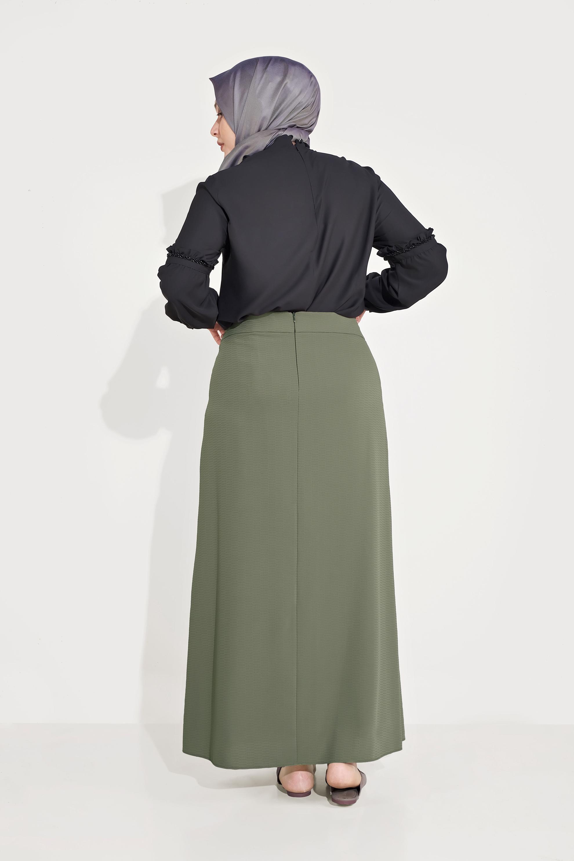 Tesettür giyim HAKİ A KESİM ETEK 60069