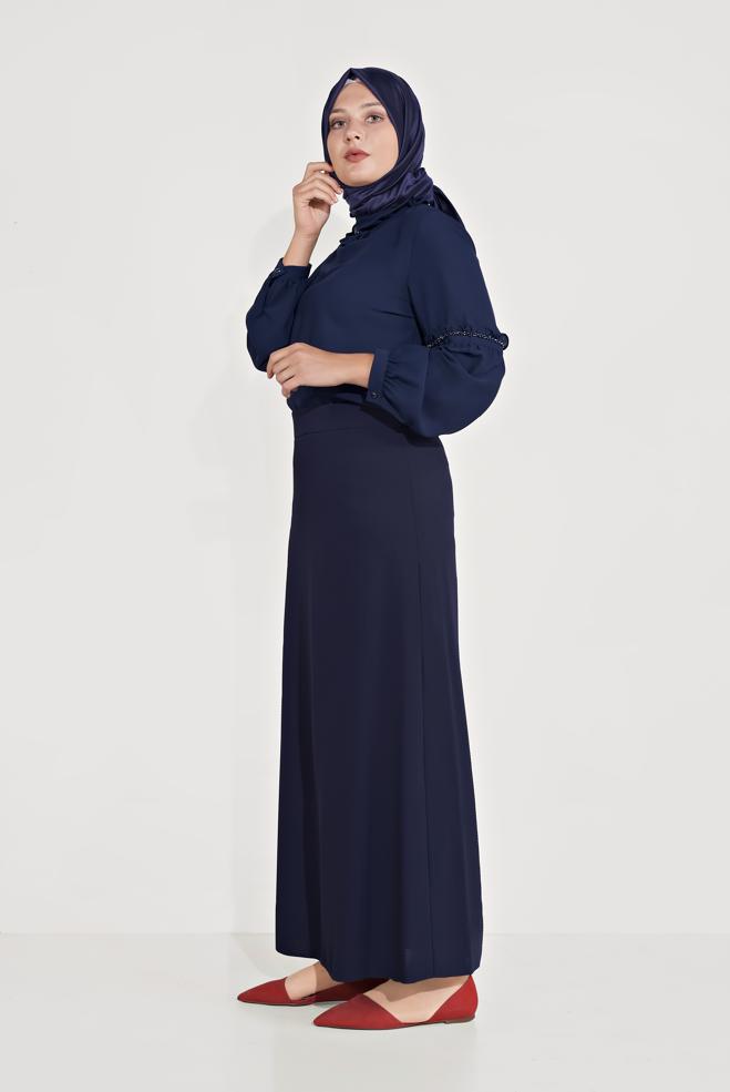 Vêtements hijab BLEU MARINE JUPE EN LIGNE A 60069  - ALVİNA