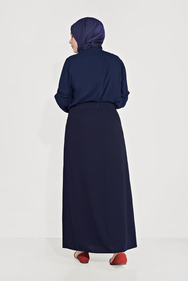 Vêtements hijab BLEU MARINE JUPE EN LIGNE A 60069  - ALVİNA