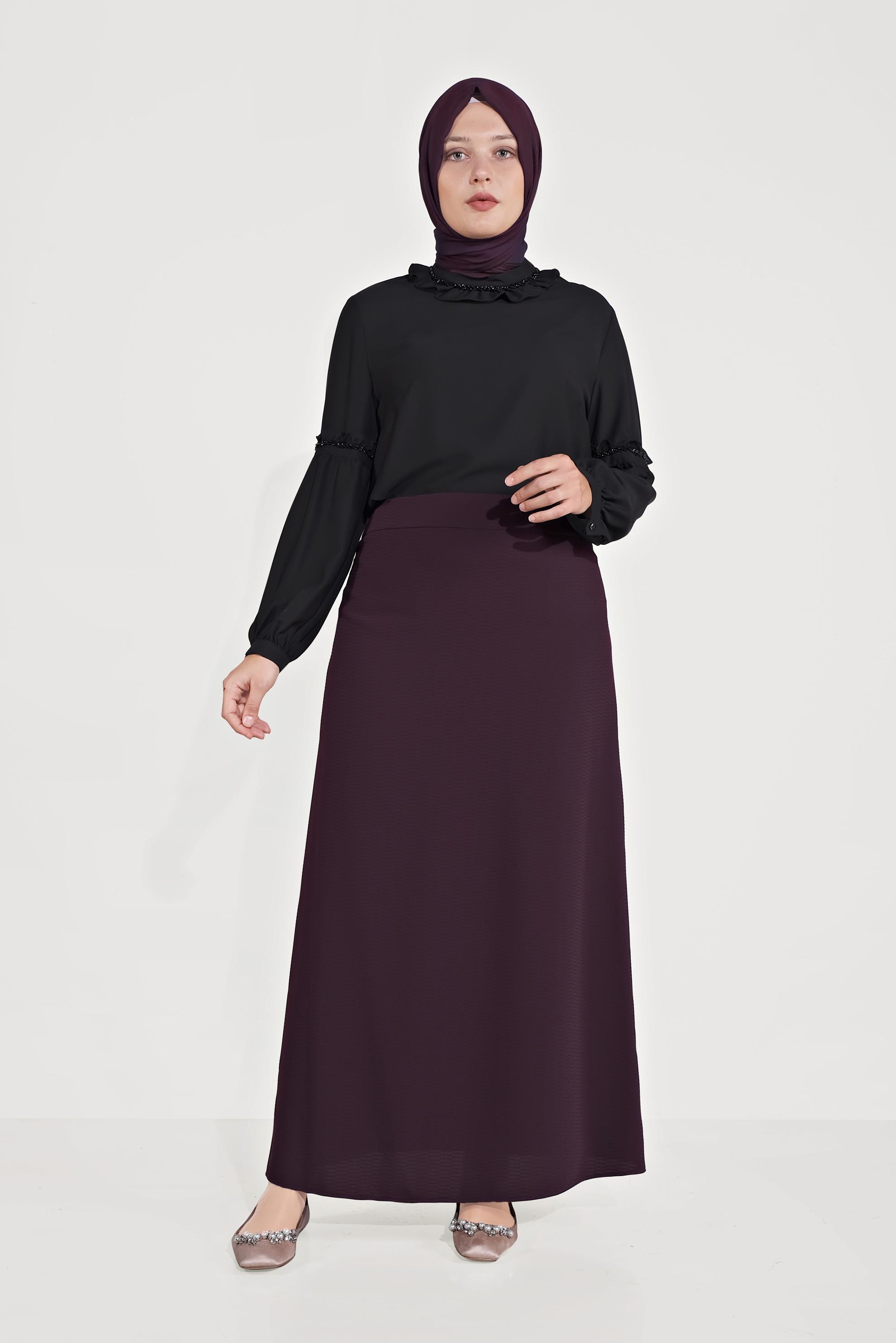 Tesettür giyim MÜRDÜM A KESİM ETEK 60069