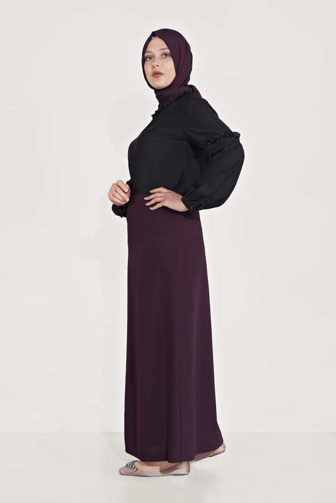 Vêtements hijab PRUNE JUPE EN LIGNE A 60069  - ALVİNA