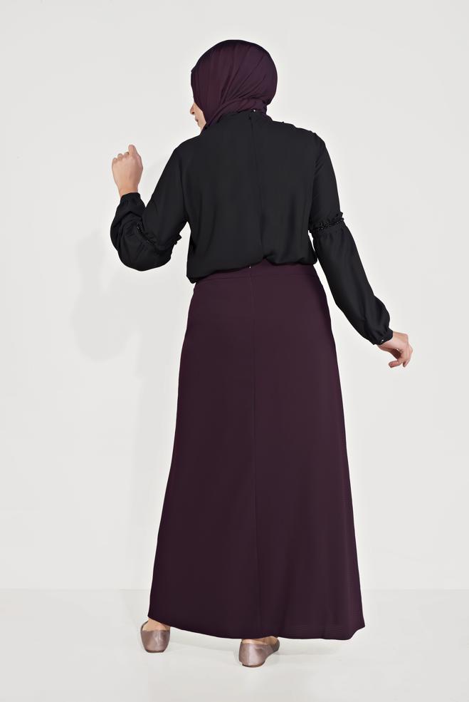 Vêtements hijab PRUNE JUPE EN LIGNE A 60069  - ALVİNA
